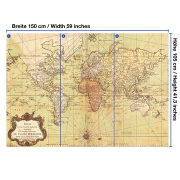 wandmotiv24 Fototapete alte Weltkarte historisch, glatt, Wandtapete, Motivtapete, matt, Vliestapete