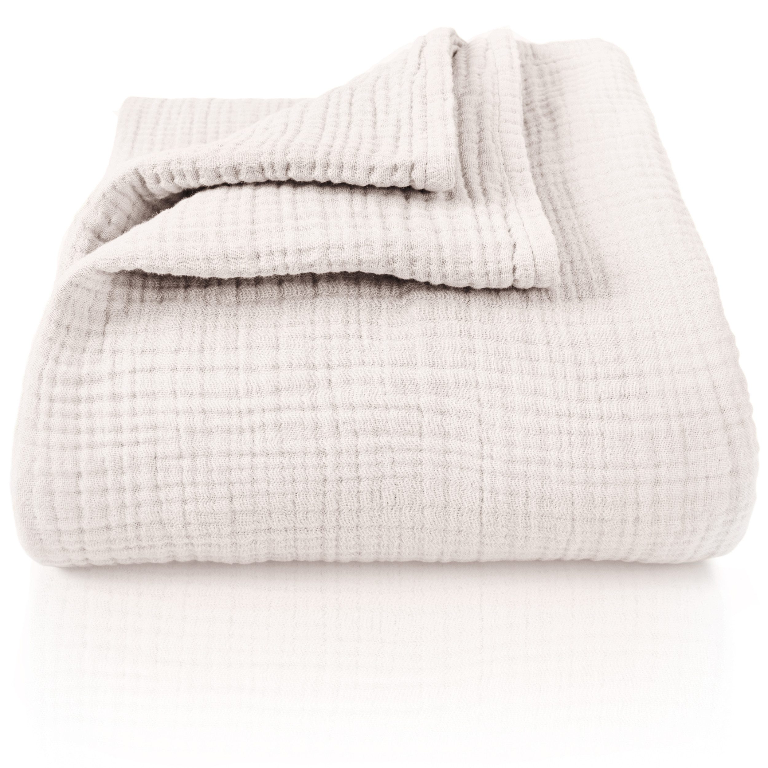 Tagesdecke Musselin aus 100% Baumwolle – Baumwolldecke, Kuscheldecke