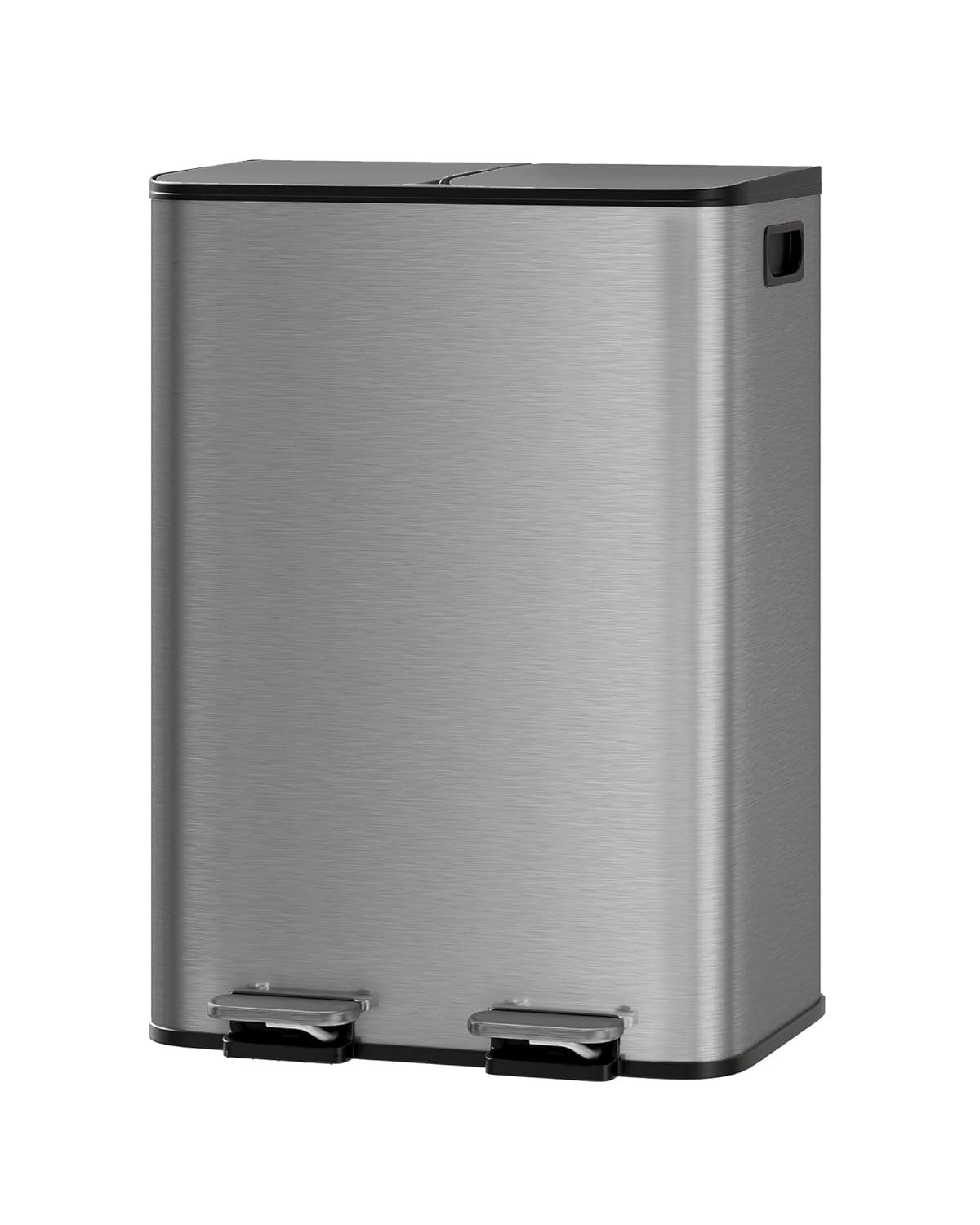 GarveeMore Mülleimer mit 2Fächer,Edelstahl-Tretmülleimer Mit Griff,Soft-Close-Deckel,60/80L, Abfalleimer Küche mit Herausnehmbare Inneneimer,Recycelbare Abfälle