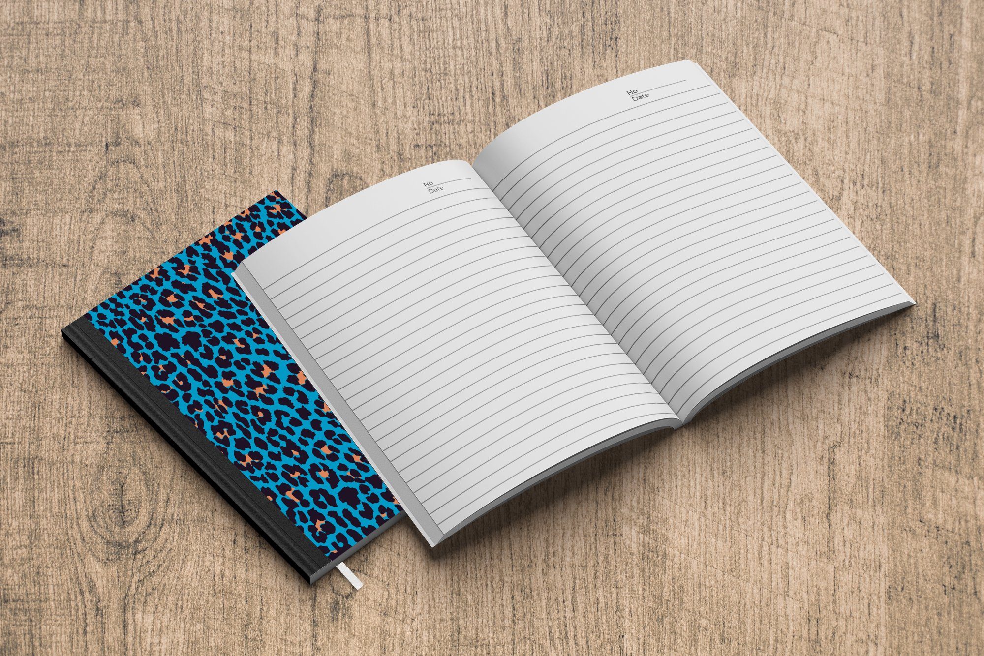 Notizbuch Journal, Braun, Merkzettel, - Leopard Blau Seiten, MuchoWow Notizheft, - - Tagebuch, 98 Haushaltsbuch Design A5,