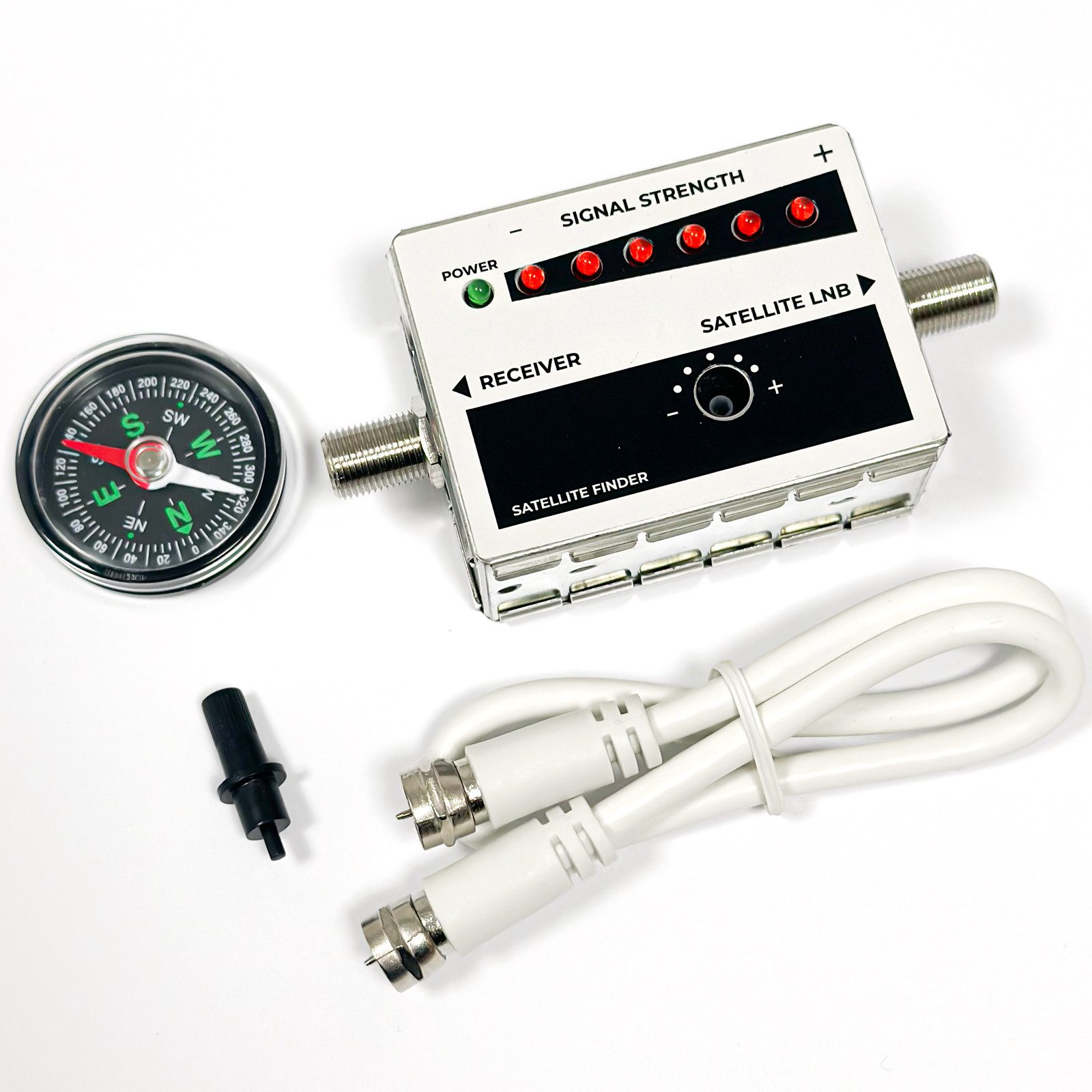 HB-DIGITAL Satfinder Satfinder mit LED und Signalton und Kompas, Einfach per Anschlusskabel zwischen LNB und Receiver geschaltet.