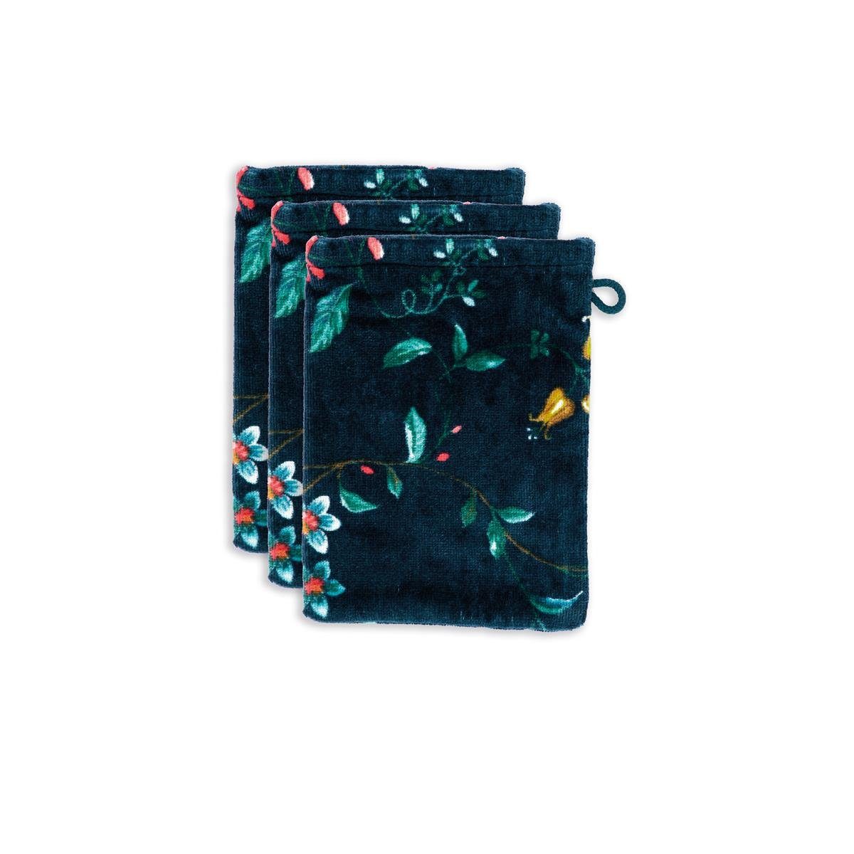 PiP Studio Handtuch Les Fleurs Dark Blue 16X22 Set A 3 Dunkelblau 100% Cotton, terry, Baumwolle (1-St), Handtuch Frottetuch
