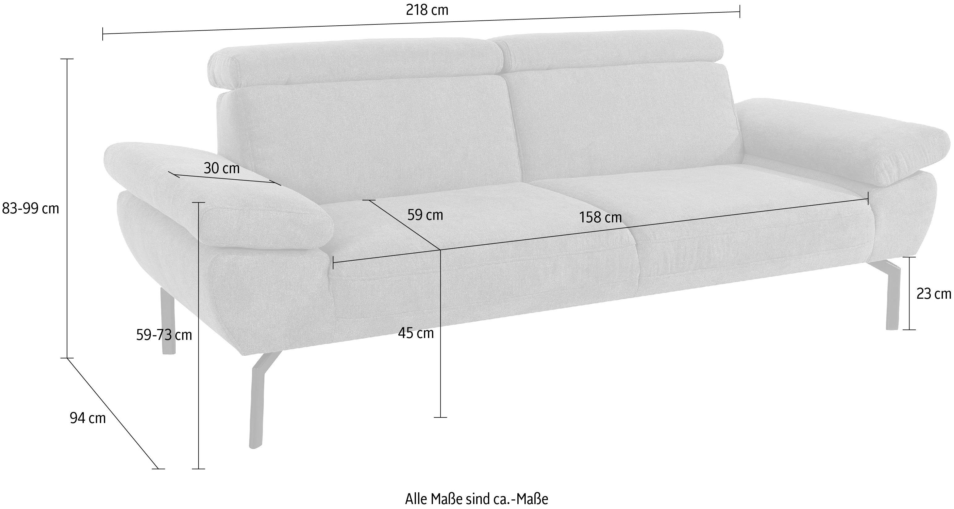 Places of Style 2,5-Sitzer Trapino in Luxus-Microfaser mit Lederoptik Rückenverstellung, Luxus, wahlweise