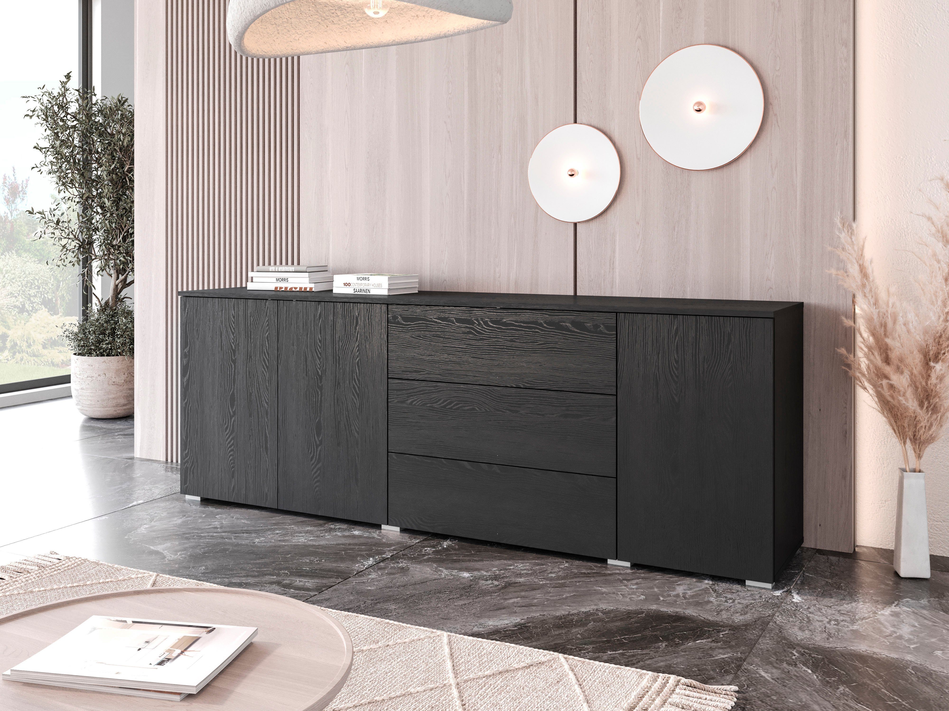 INOSIGN Sideboard Paris, Breite 190 cm graphitschwarz | graphitschwarz