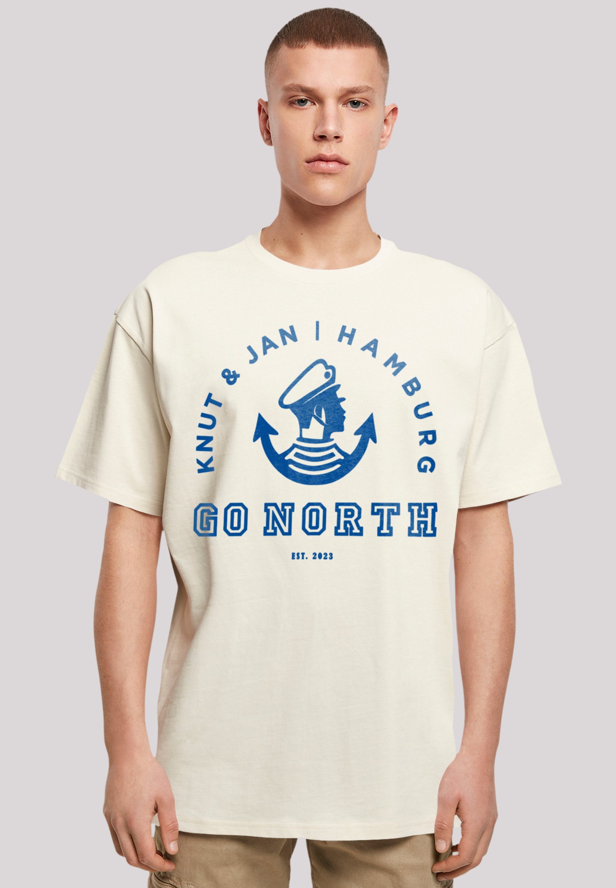 F4NT4STIC T-Shirt Go North Knut & Jan Hamburg Logo Knut & Jan Hamburg Print sand