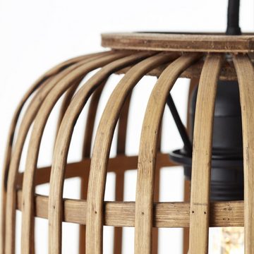 Lightbox Hängeleuchten, ohne Leuchtmittel, dekorative Pendellampe im Nature Stil, 21cm Durchmesser, Bambus/Metall