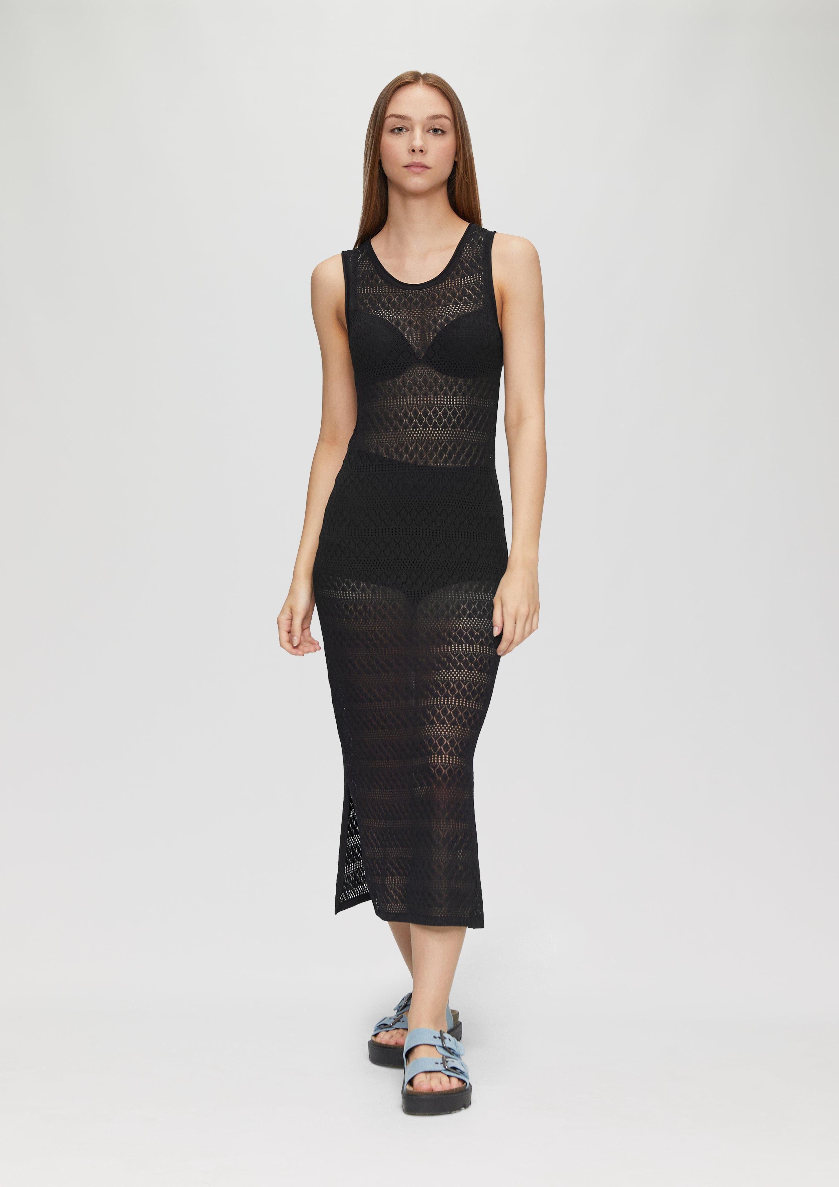 Maxikleid Transparentes Feinstrick-Kleid mit Ajourmuster