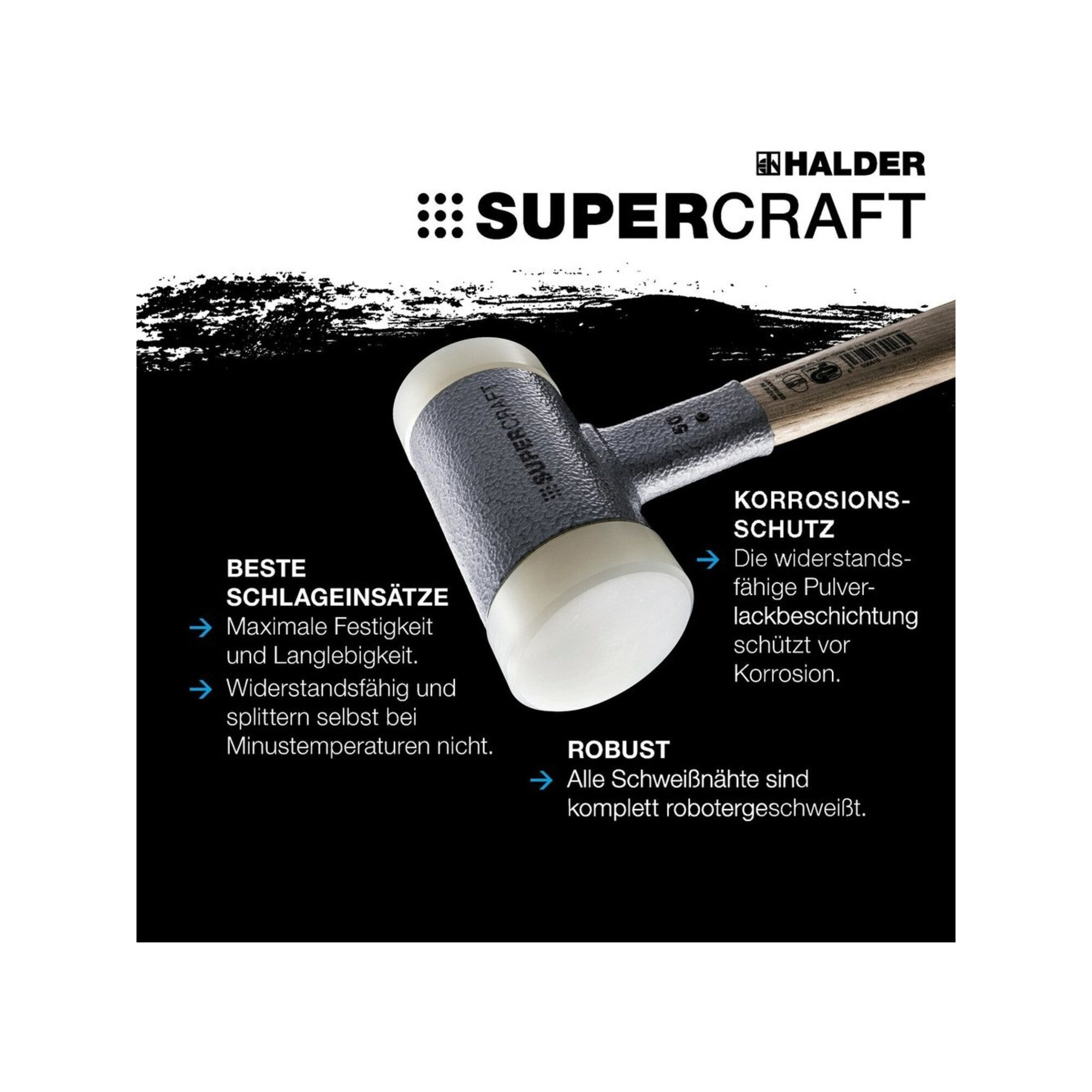 HALDER Hammer Halder Schonhammer SUPERCRAFT L.335mm Kopf-D.70mm rückschlagfrei hart