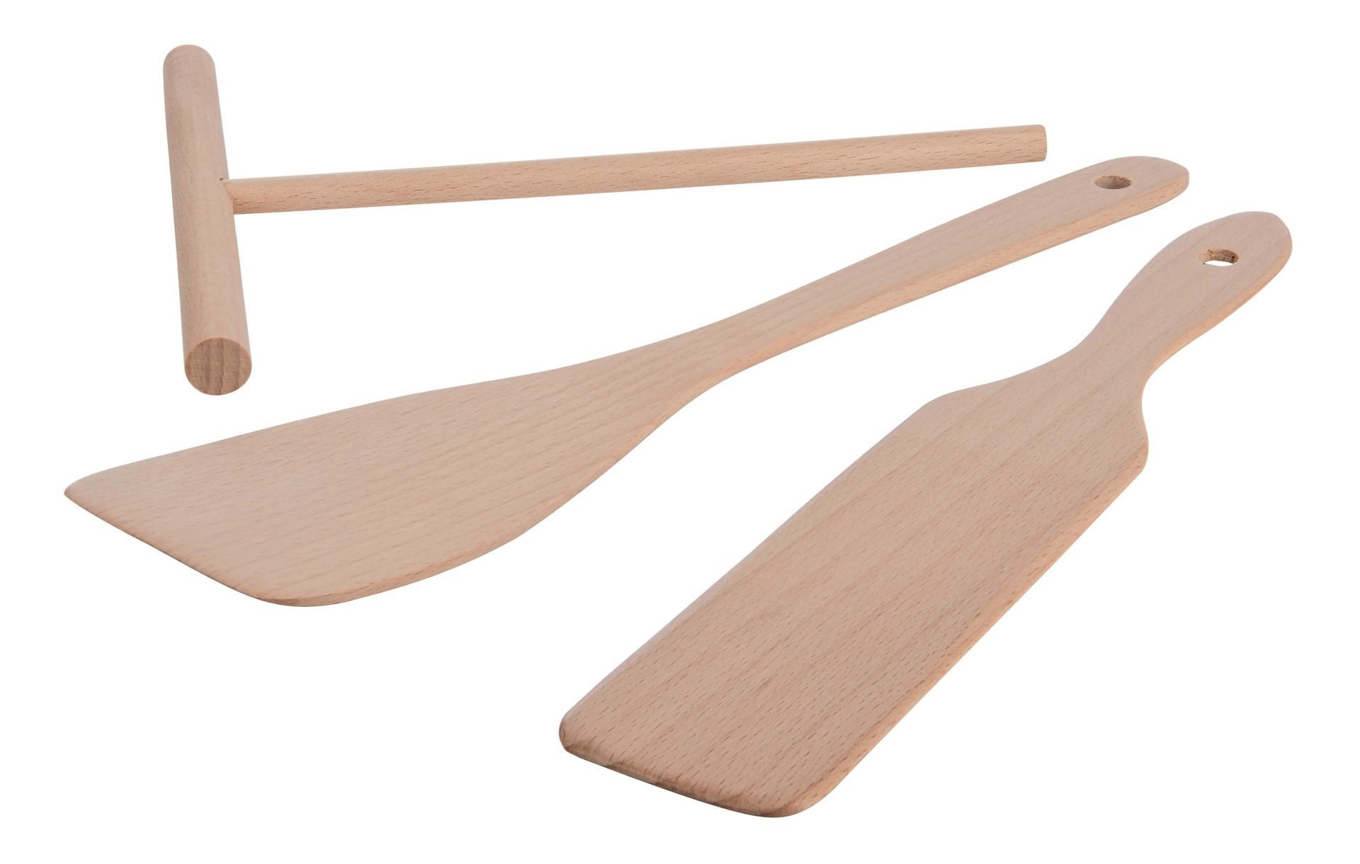 GRÄWE Crepes Verteiler, Crêpes Zubehör Holz-Set, 3-teilig