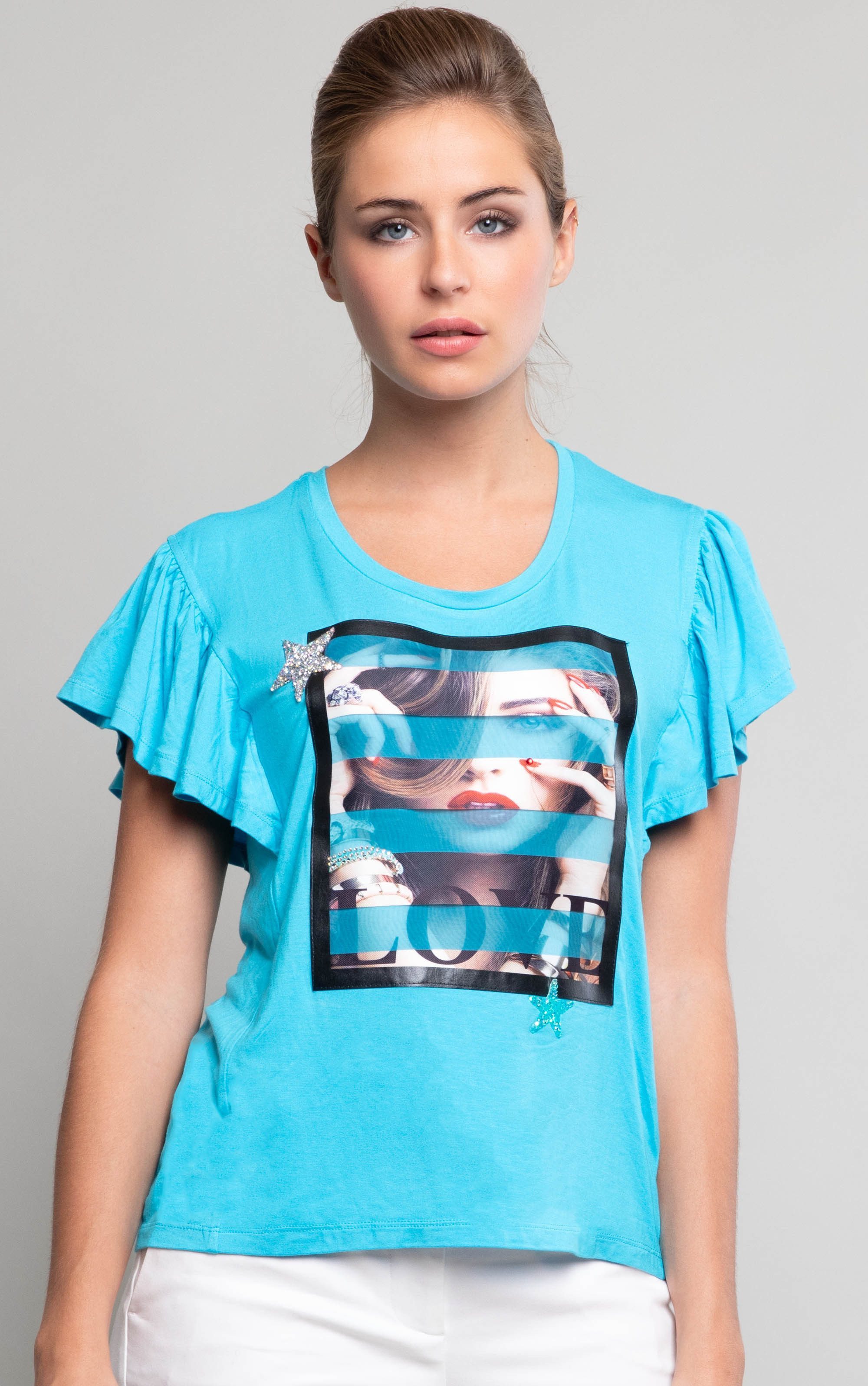 Passioni T-Shirt mit Flügelärmeln und "Love" Aufdruck