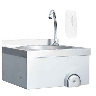 vidaXL Granitspüle Handwaschbecken mit Wasserhahn und Seifenspender Edelstahl, 40/40 cm