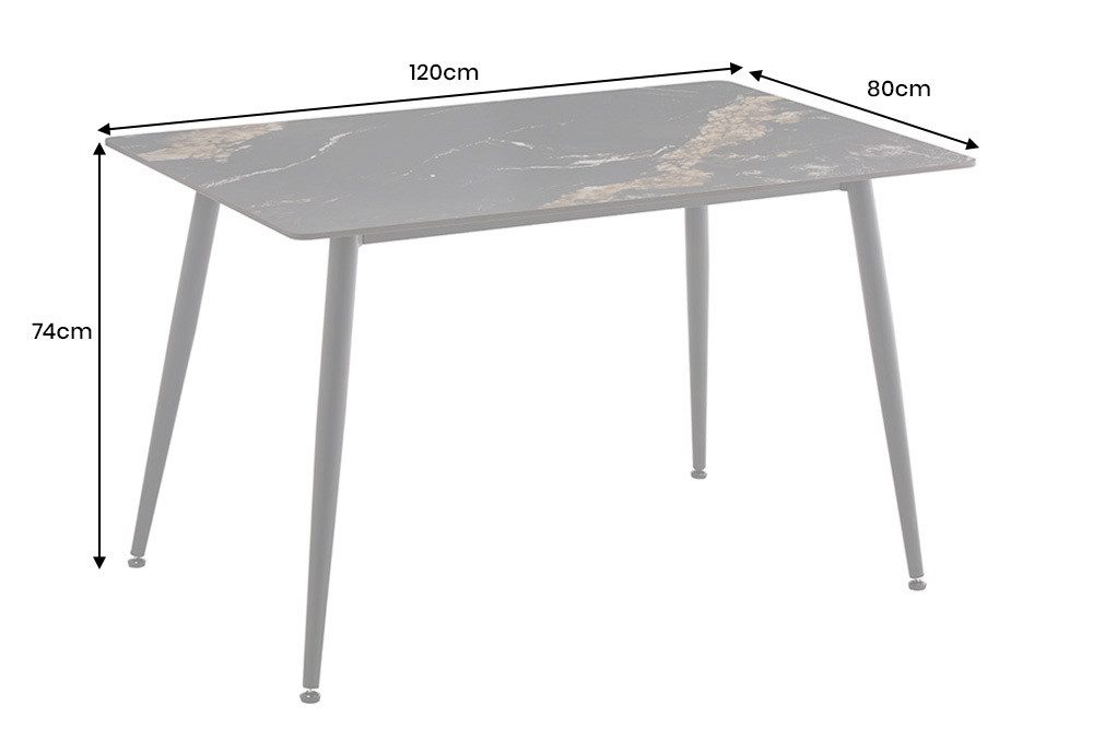riess-ambiente Esstisch MILANO 120cm schwarz-gold – Keramik, Metallgestell, günstig online kaufen