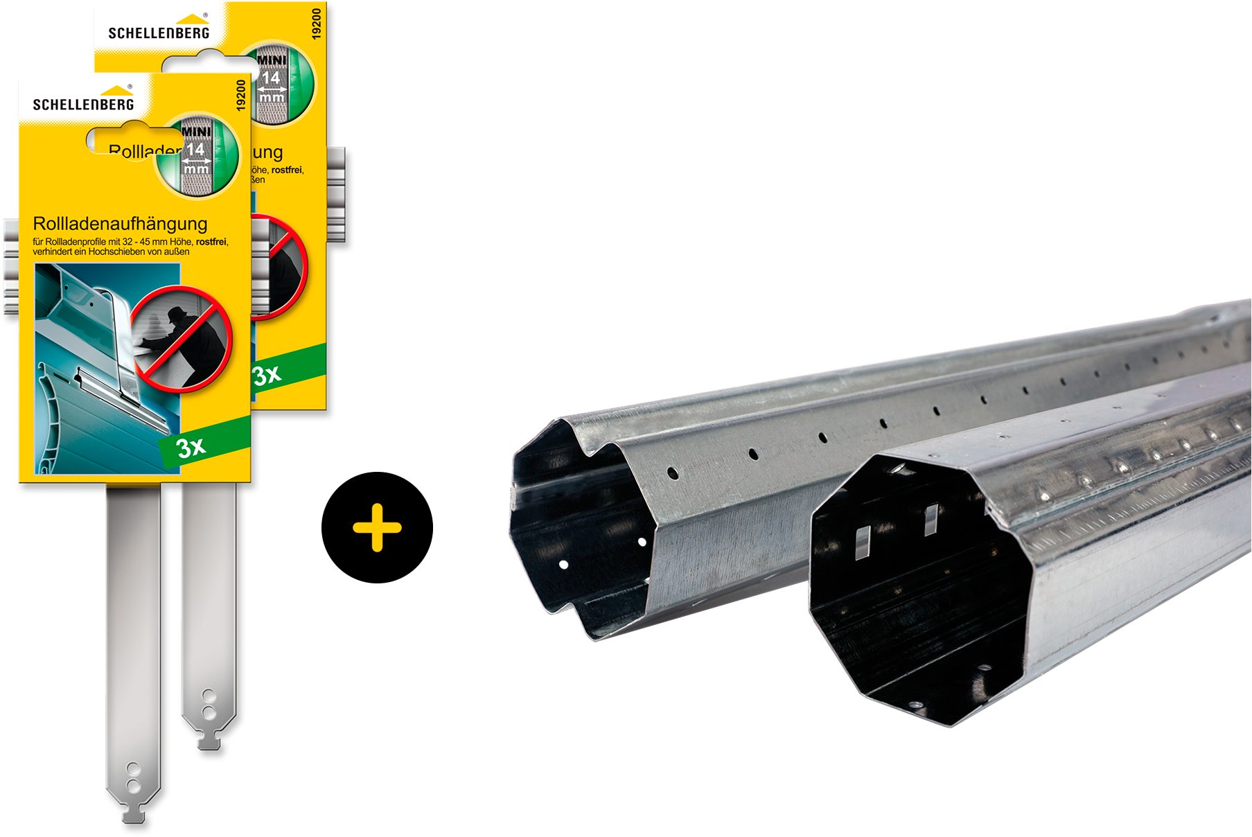 SCHELLENBERG Achtkantwelle zum Aufwickeln eines Rollladens, inkl. Rollladenaufhängungen, Set, Rollladenwelle mit Ø 40 mm oder Ø 60 mm Durchmesser, kürzbar