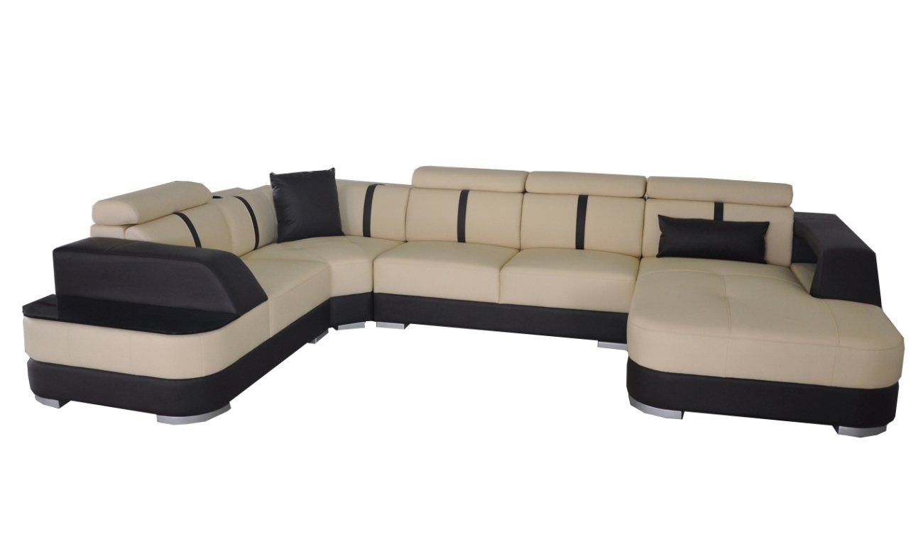 Leder Sofa U-Form Ledersofa Garnitur JVmoebel Design Modern mit Ecksofa Ecke USB