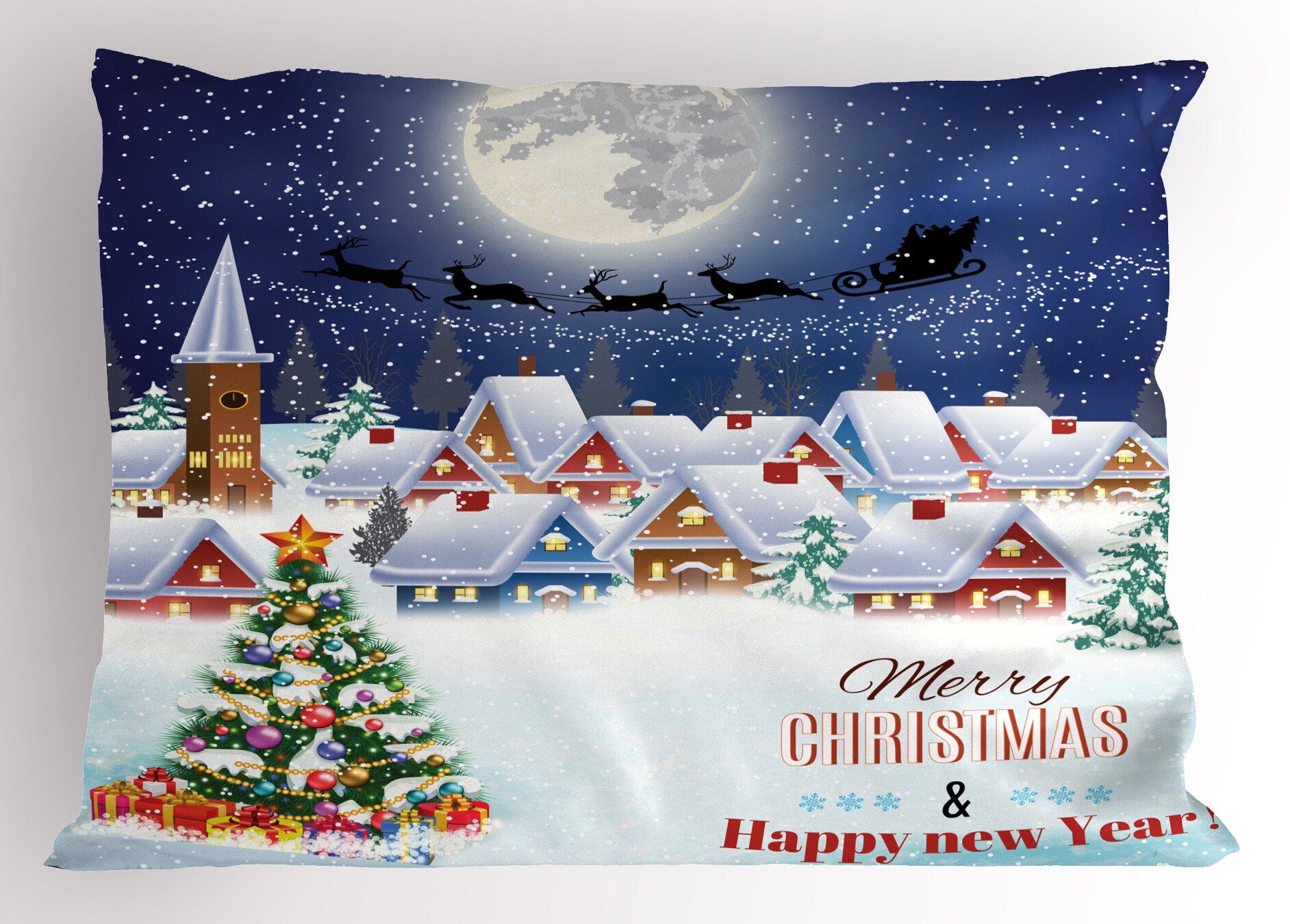 Stück), King Dekorativer Size Abakuhaus Winter-Himmel-Mond-Stern Kissenbezug, Standard Kissenbezüge Weihnachten (1 Gedruckter