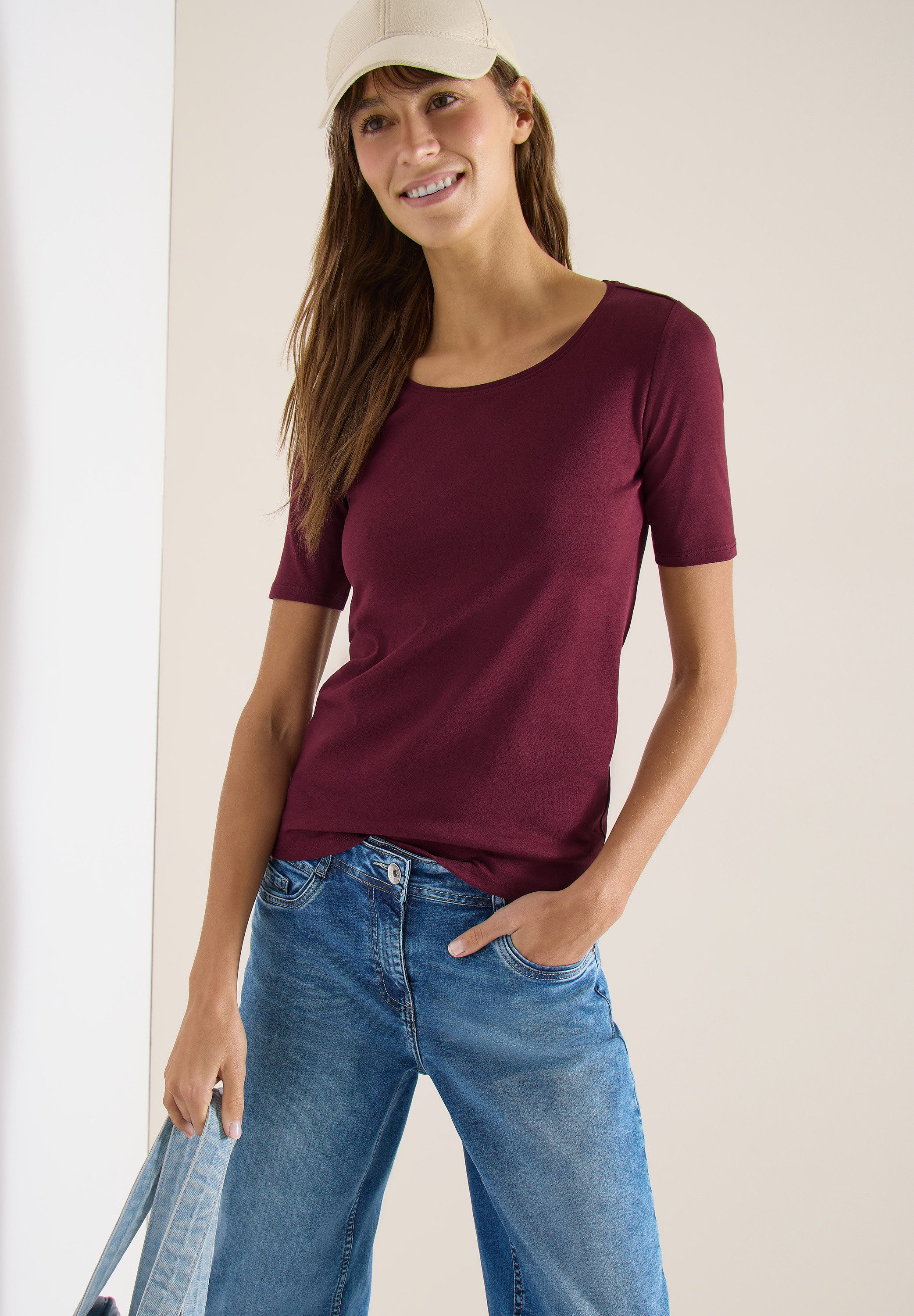 CECIL T-Shirt Style Lena mit klassischem Rundhalsausschnitt günstig online kaufen