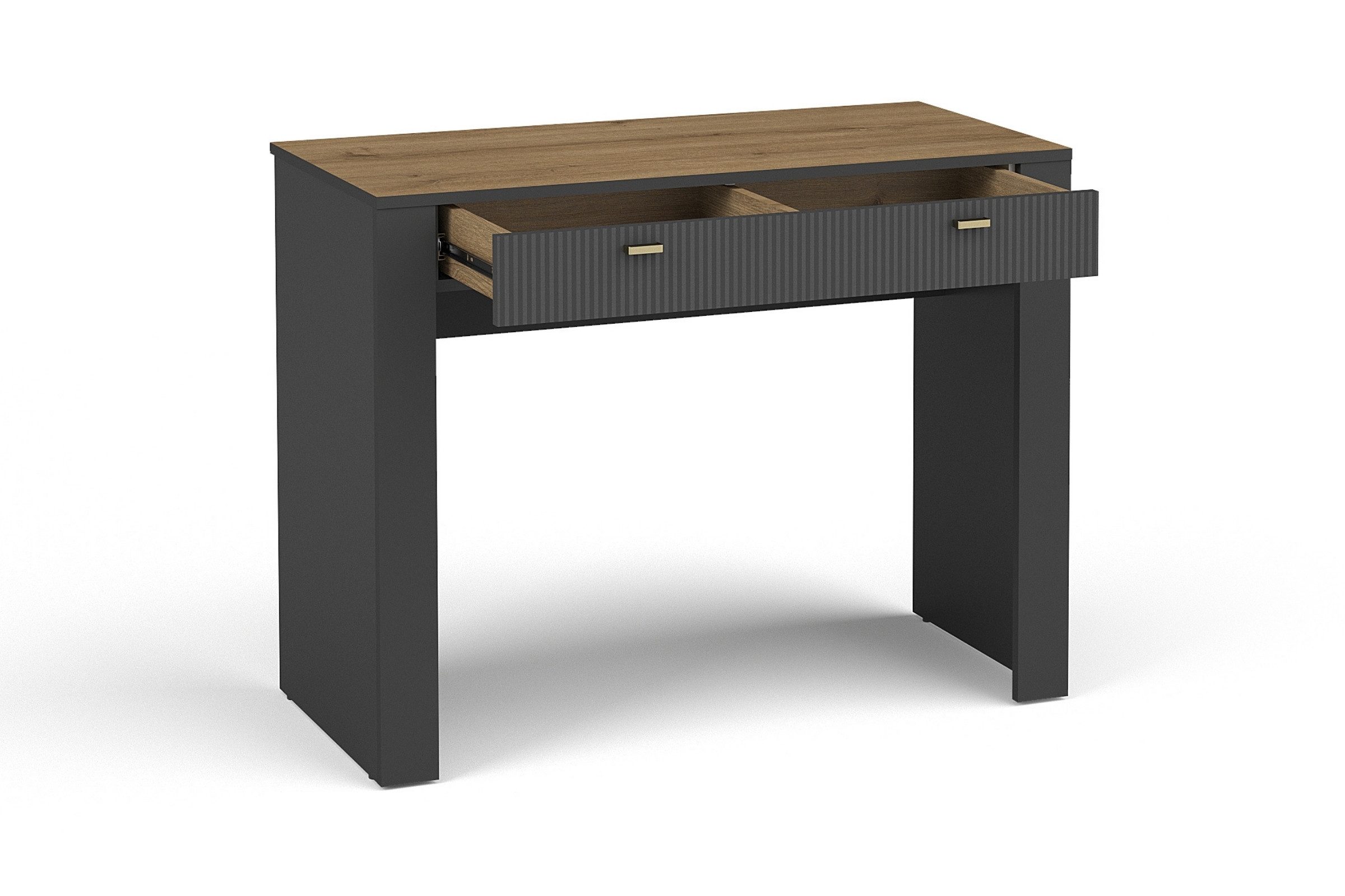Deine Möbel 24 Schminktisch Schreibtisch MONI 10 mit Schublade, 102 cm breit (MONI - Kollektion, in Kaschmir, Weiß & Schwarz mit Eiche Whiskey, 1-St., Set), ideal für Schlafzimmer & Jugendzimmer