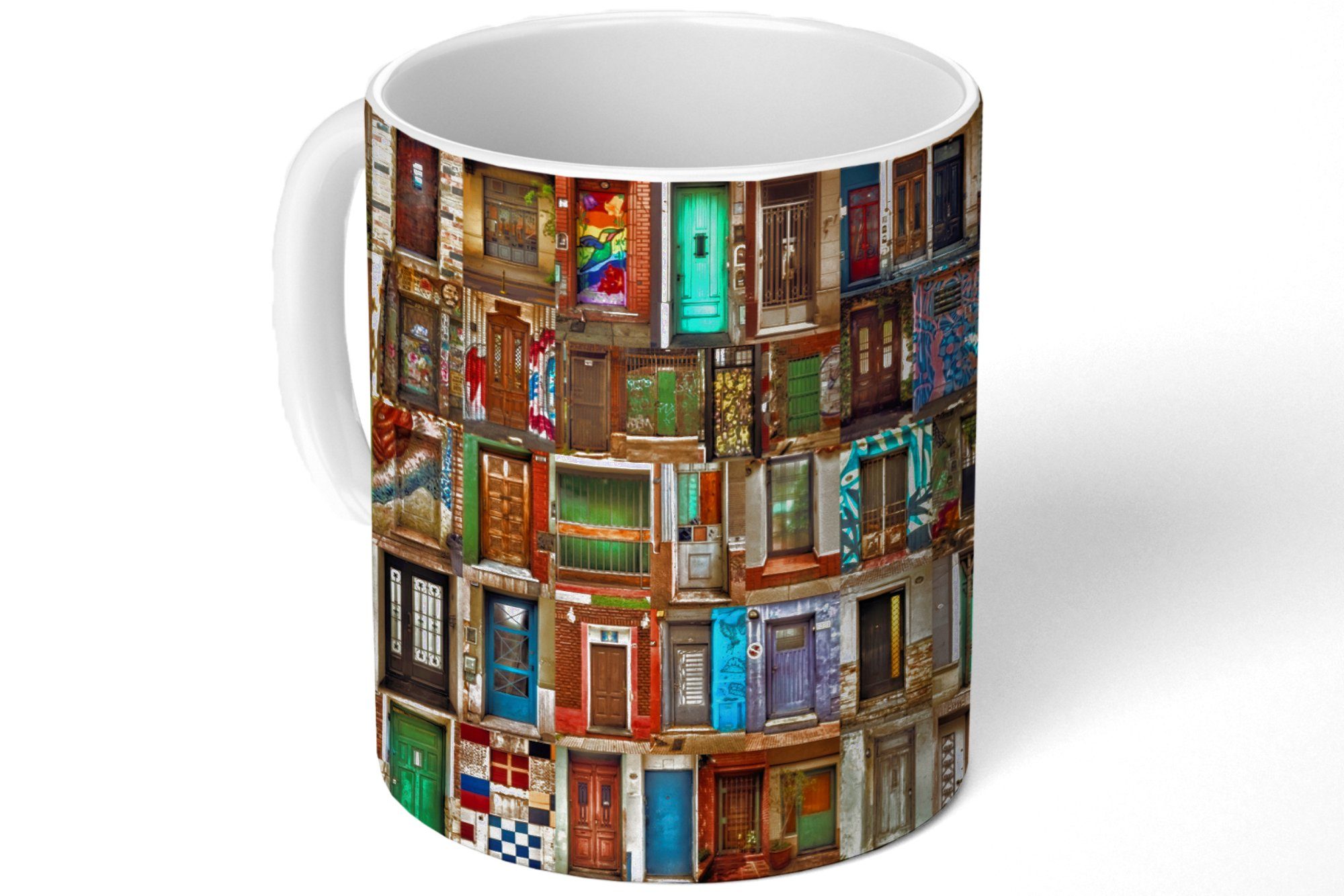 Bunt - Teetasse, Keramik, Tasse - Teetasse, Geschenk MuchoWow Architektur, Türen Kaffeetassen, - Becher, Collage