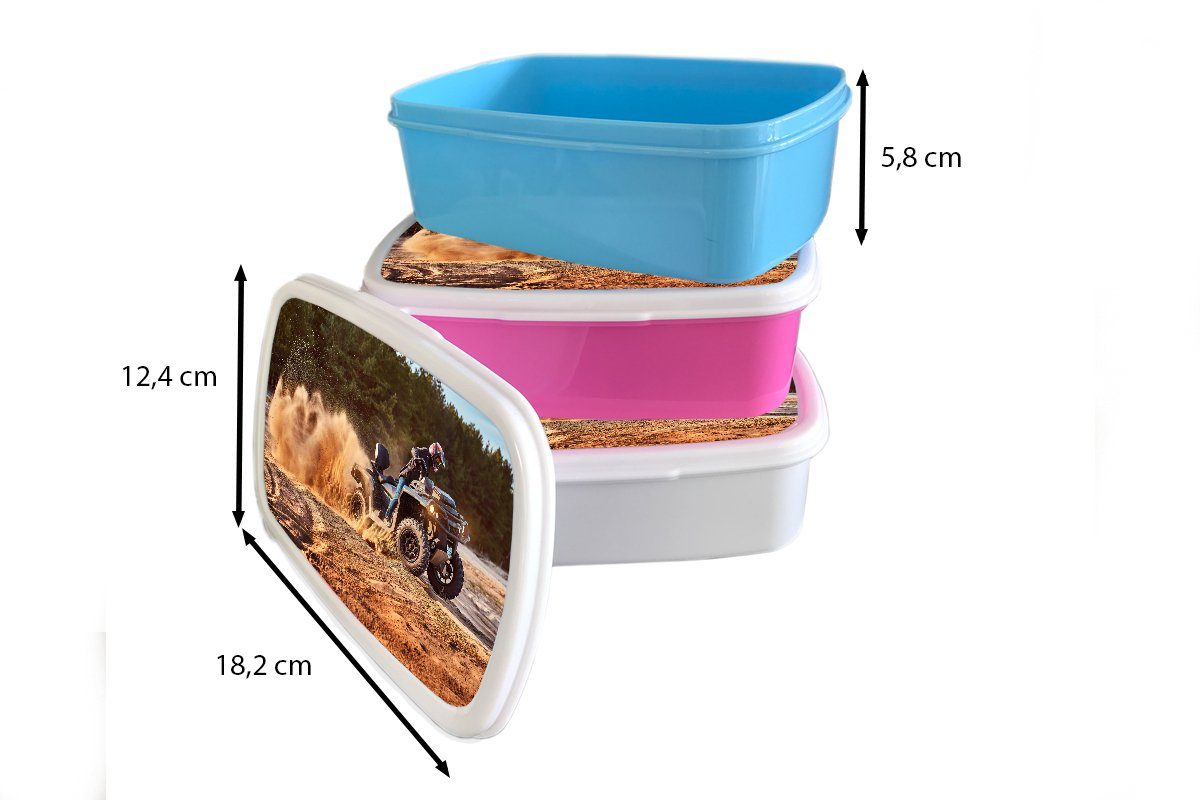Quad rosa MuchoWow (2-tlg), - Lunchbox Brotbox für Brotdose Erwachsene, Kinder, Rallye Kunststoff, - Kunststoff Sand, Mädchen, Snackbox,