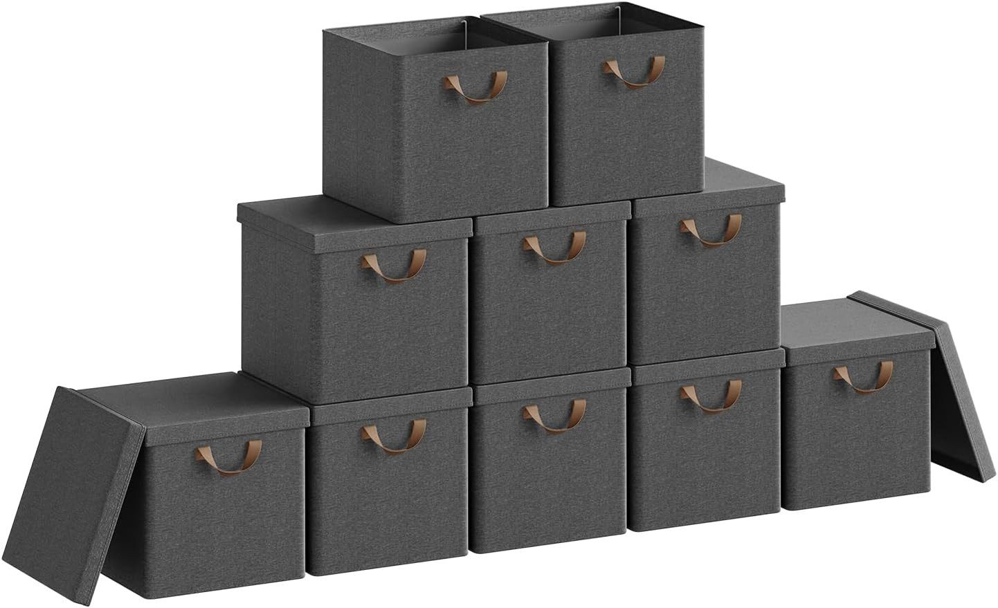 Woltu Aufbewahrungsbox (10 St), faltbare Stoffboxen 10 Stück, mit Griffen Metallrahmen