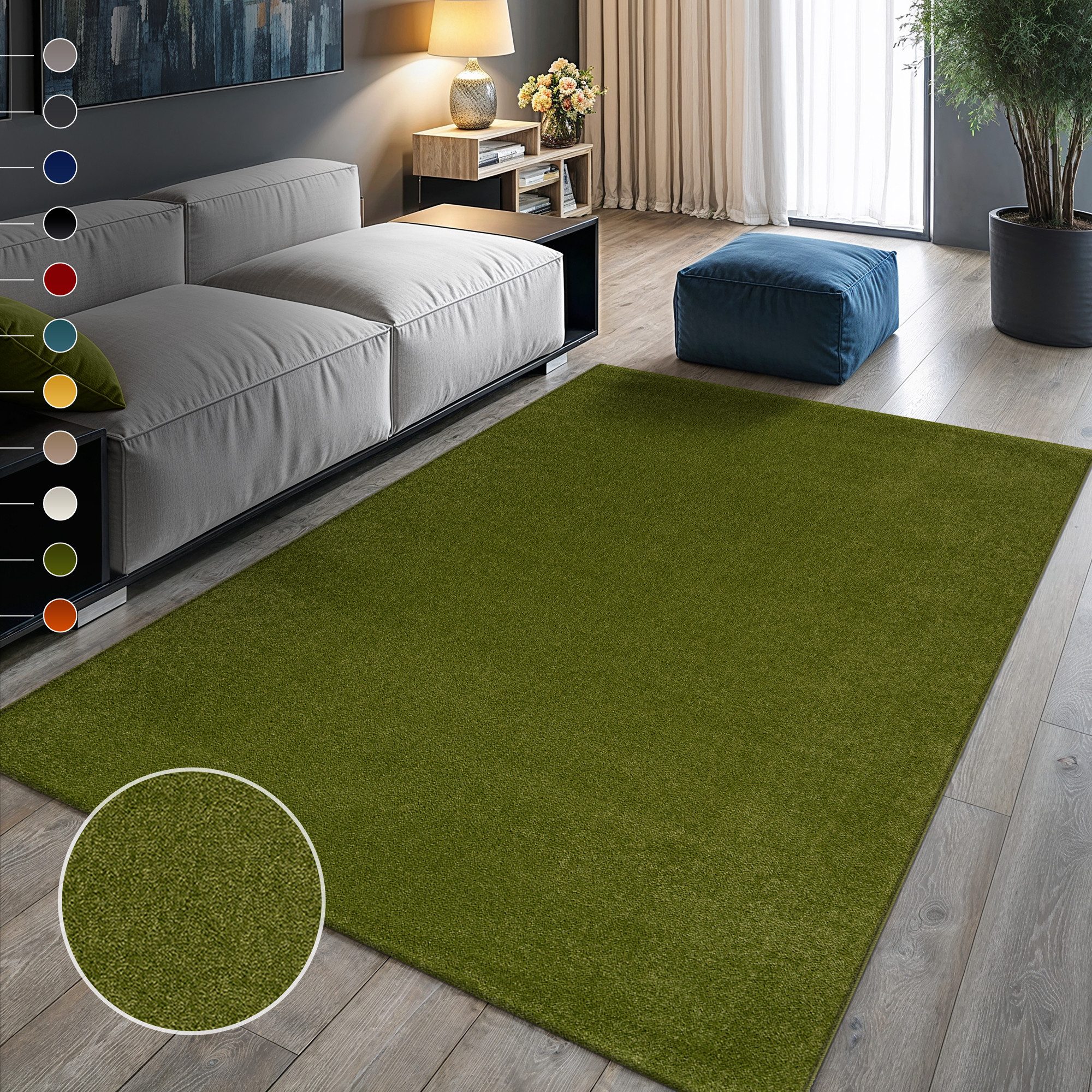 Sanat Teppich UNI, auch als Läufer- und Rundgrößen erhältlich, rechteckig, Höhe: 13 mm, robuster Kurzflorteppich, große Farbauswahl, Wohnzimmer, alle Räume