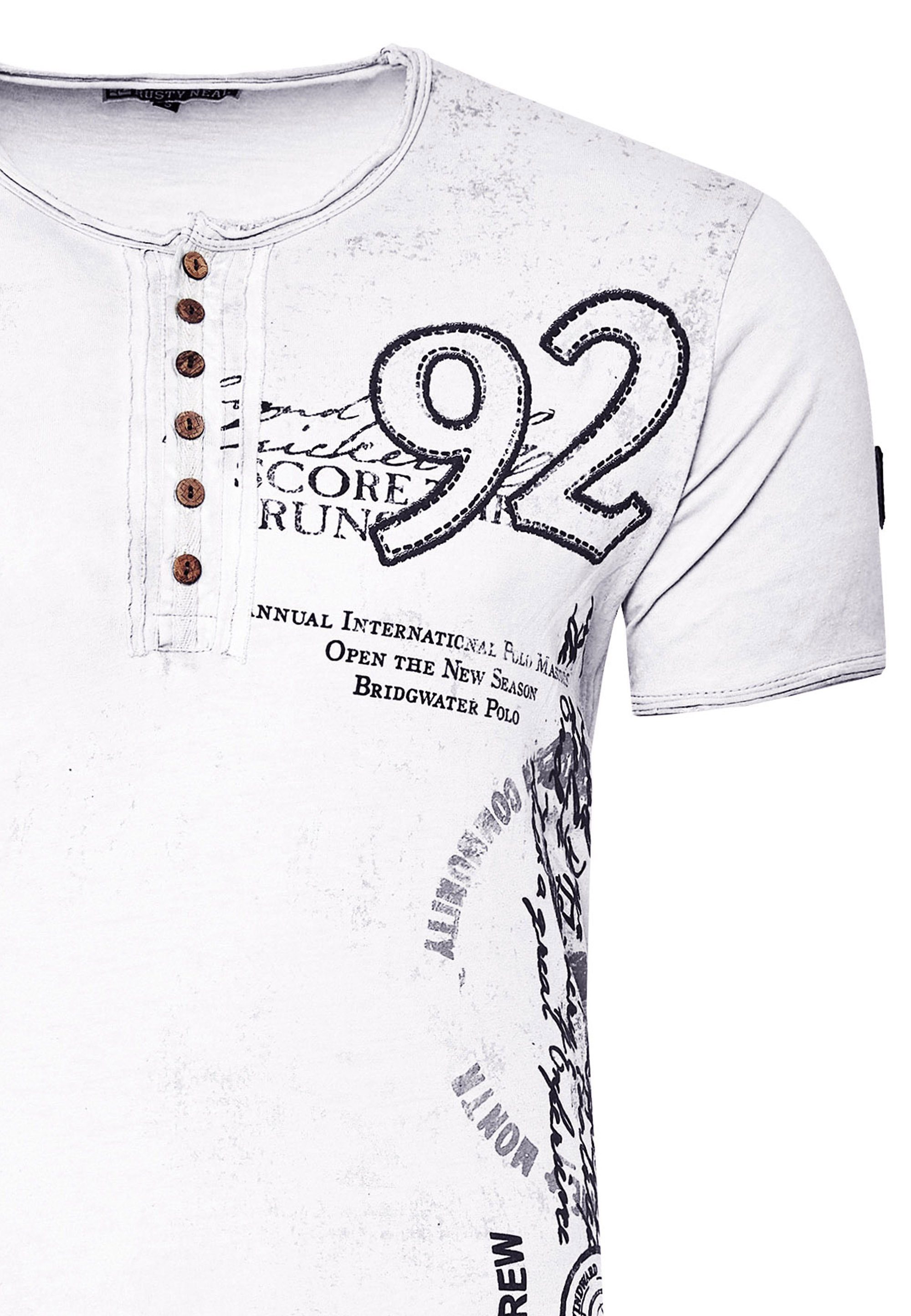 Neal Rusty Print weiß T-Shirt mit seitlichem