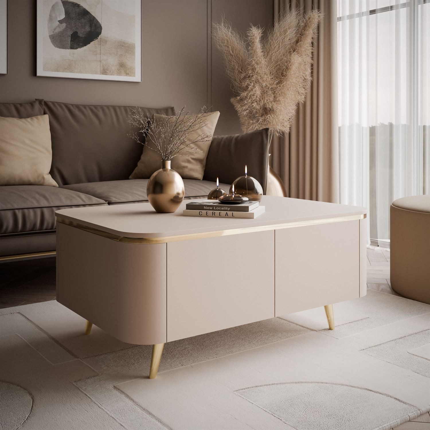 Lookway Couchtisch AVELINE auf schrägen Beinen, 90x60x41 cm – Bild 4 von 5