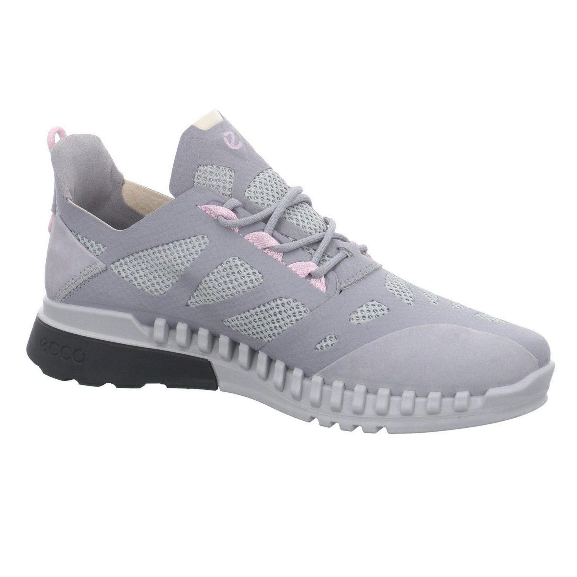 Ecco Damen Sneaker Leder-/Textilkombination Schuhe Zipflex silvergrey/silvergre Sneaker Schnürschuh