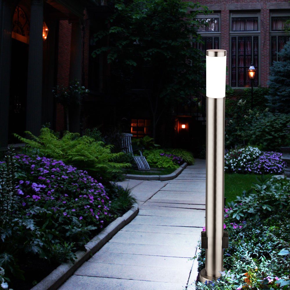 Lampe Stand Warmweiß, Farbwechsel, Steh Leuchtmittel LED Außen LED Außen-Stehlampe, etc-shop Garten Leuchte EDELSTAHL inklusive,