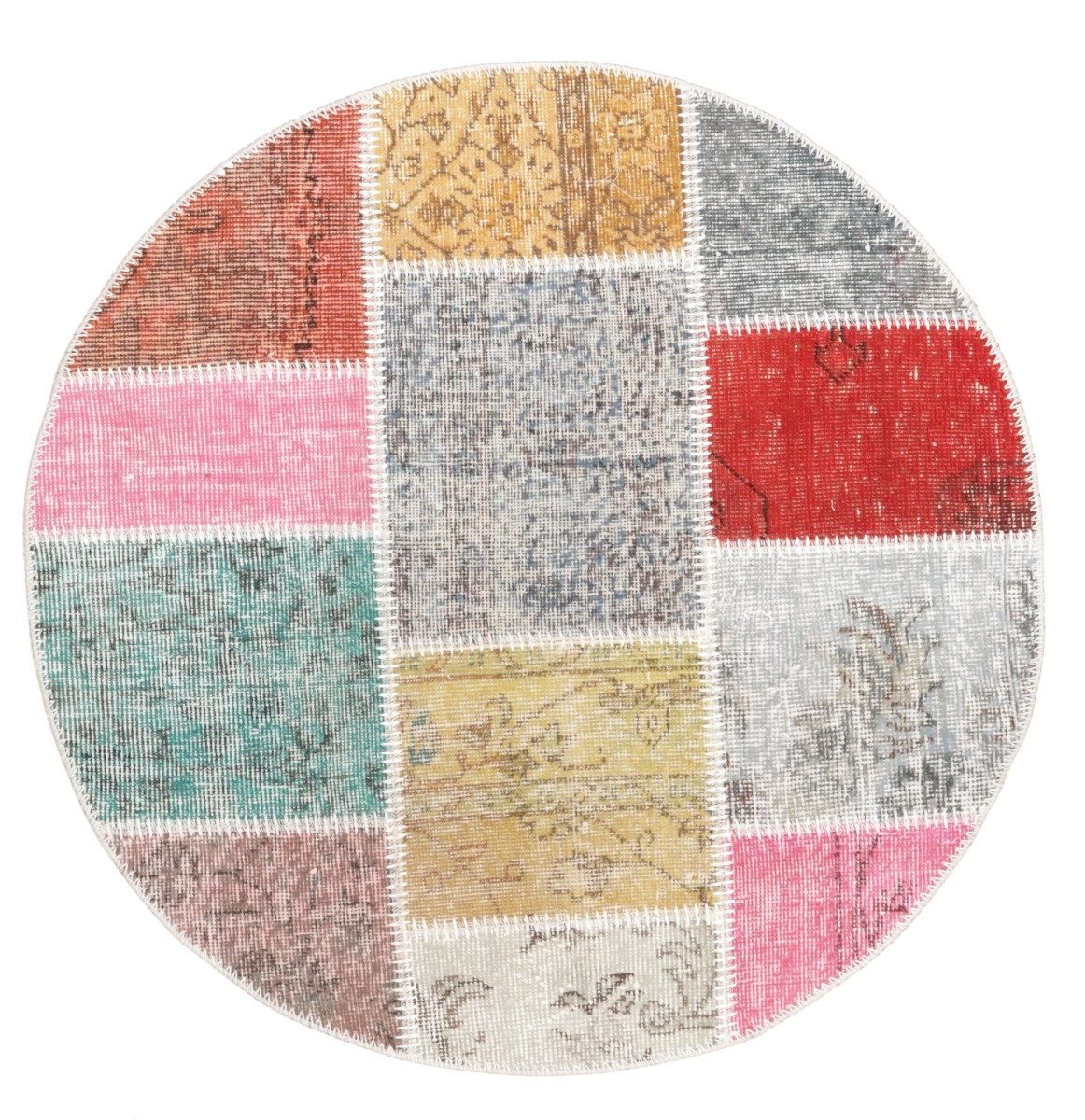 Carpet Avenue Teppich Patchwork 100x100, Rund, Höhe: 8 mm