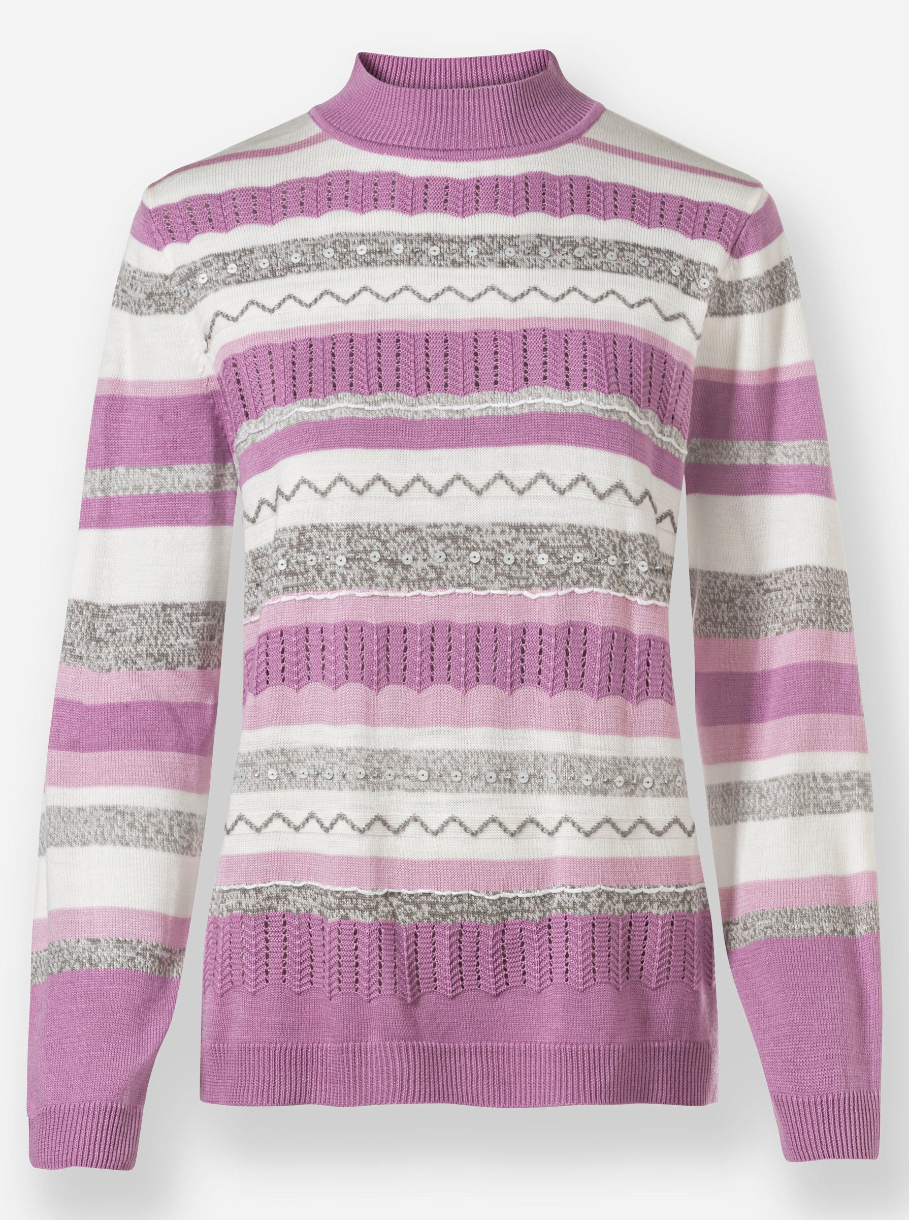 Strickpullover Pullover Langarm Ajour, Mustermix gestrickt