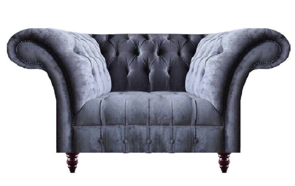 Xlmoebel Chesterfield-Sessel Elegantes graues Designer-Zweisitzer-Sofa mit hohem Sitzkomfort (Sofa 2 Sitzer), Hergestellt in Europa