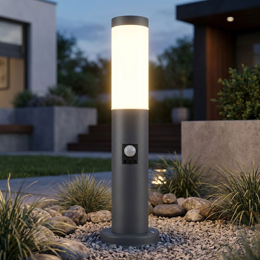 GLOBO LIGHTING Sockelleuchten, Leuchtmittel nicht inklusive, Außen Steh Lampe Terrassen Beleuchtung SENSOR Edelstahl Sockel Hof