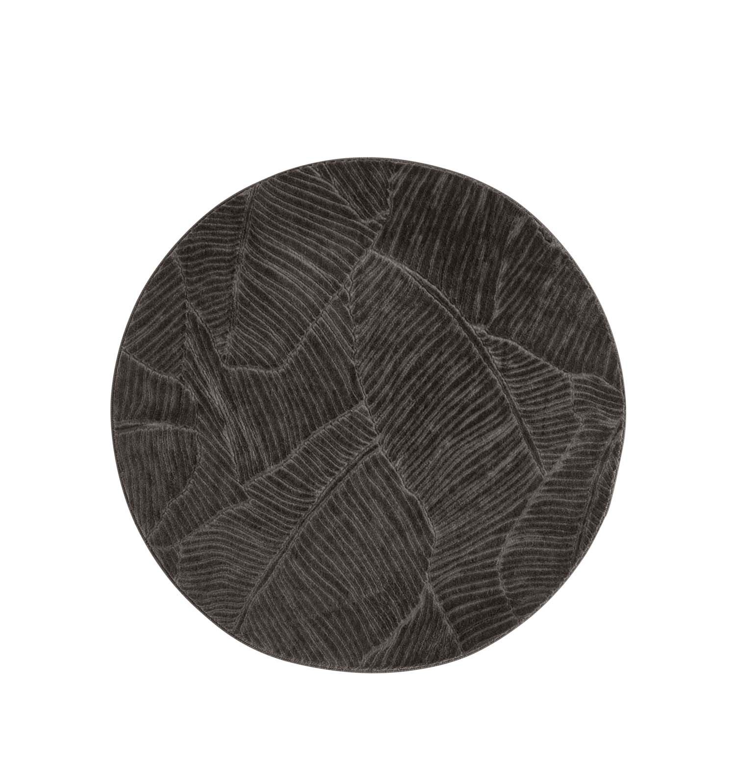 TaCa Home Teppich Kurzflor Teppich Hasenfell Optik, rechteckig, Höhe: 10 mm, Wohnzimmer, Kinderzimmer, Esszimmer, Blätter Anthrazit - 120 x 170 cm