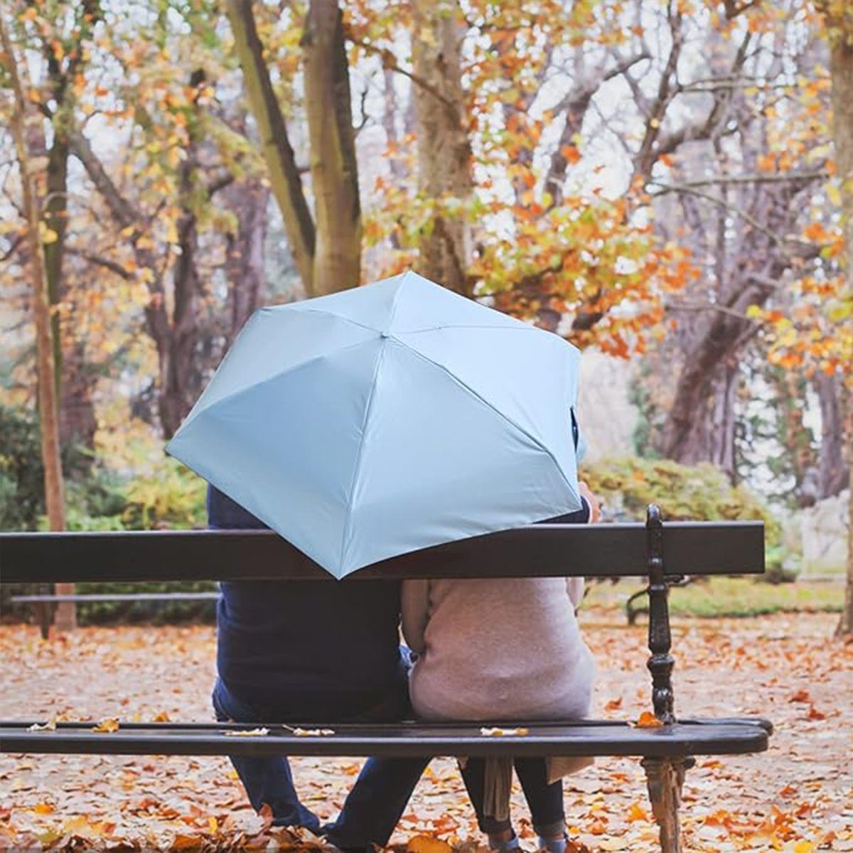 XDeer Taschenregenschirm Taschenschirm Regenschirm Blau Rippen Klein Schutz Ultraleicht, Faltbar UV 6 Mini Regenschirm Taschenregenschirm Sturmfest