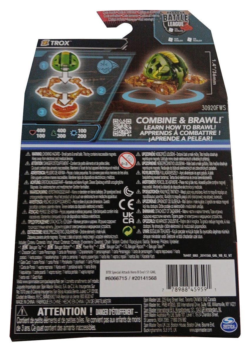Spin Master Actionfigur Bakugan 20141568 Battle League Special Attack Trox Transformierbar Grü