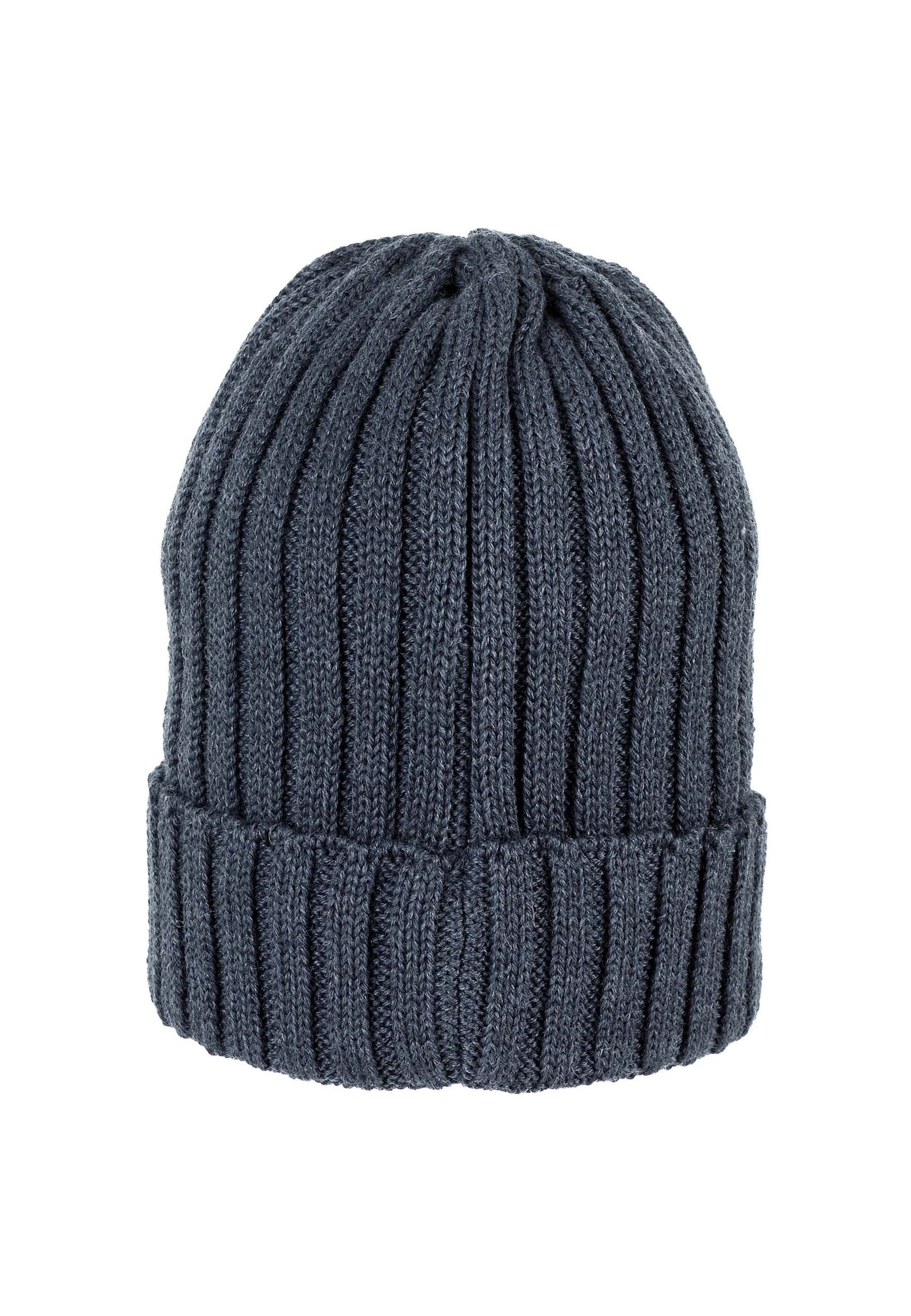 Umschlag Babymütze Strick Tage) für Strickmütze aus ideal blau Kinder Strickmütze kalte Beanie unifarben melange Sterntaler® für Merinowolle (1-St., mit