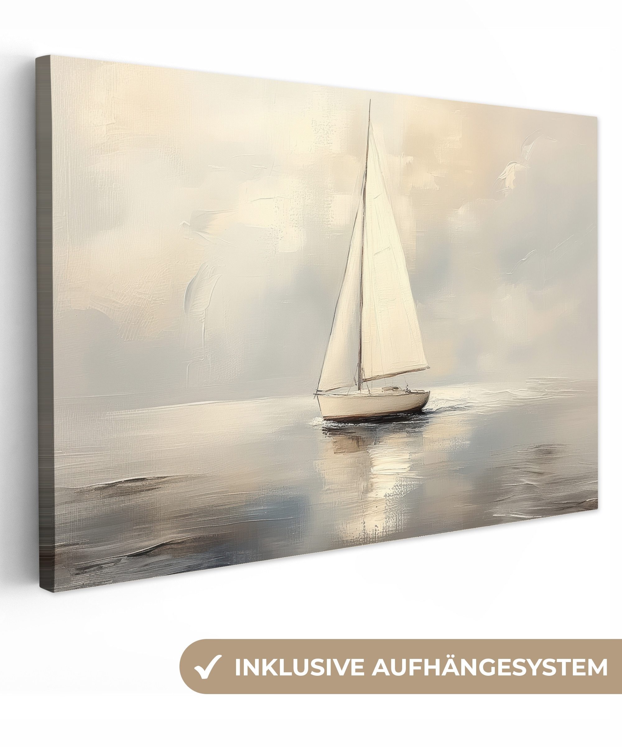 OneMillionCanvasses® Leinwandbild Segelschiff - Meer - Bewölkt, Fotodruck (1 St), Leinwand Bilder Klein, Wand Dekoration Aesthetic 30x20 cm