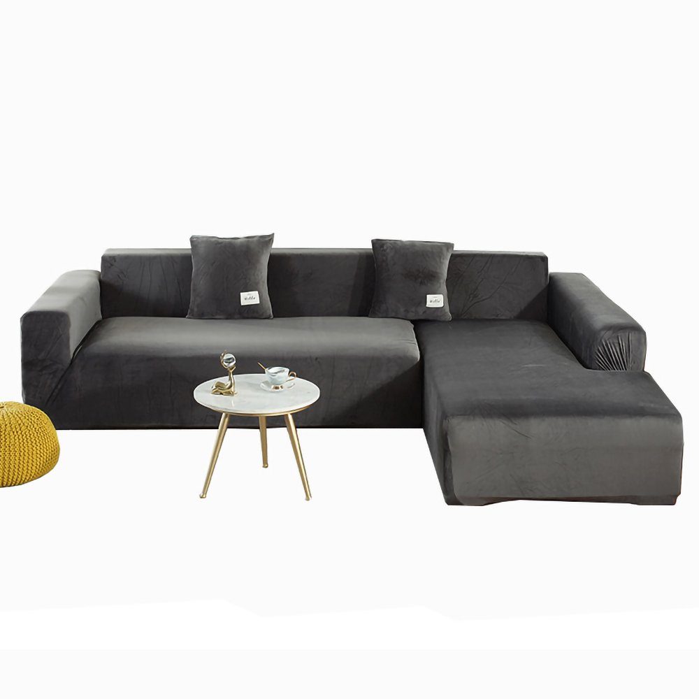 Sofahusse Sofabezug dunkelgrau(190*230cm) für Stretch Waschbar Juoungle Universal L-Form Sofaüberwurf