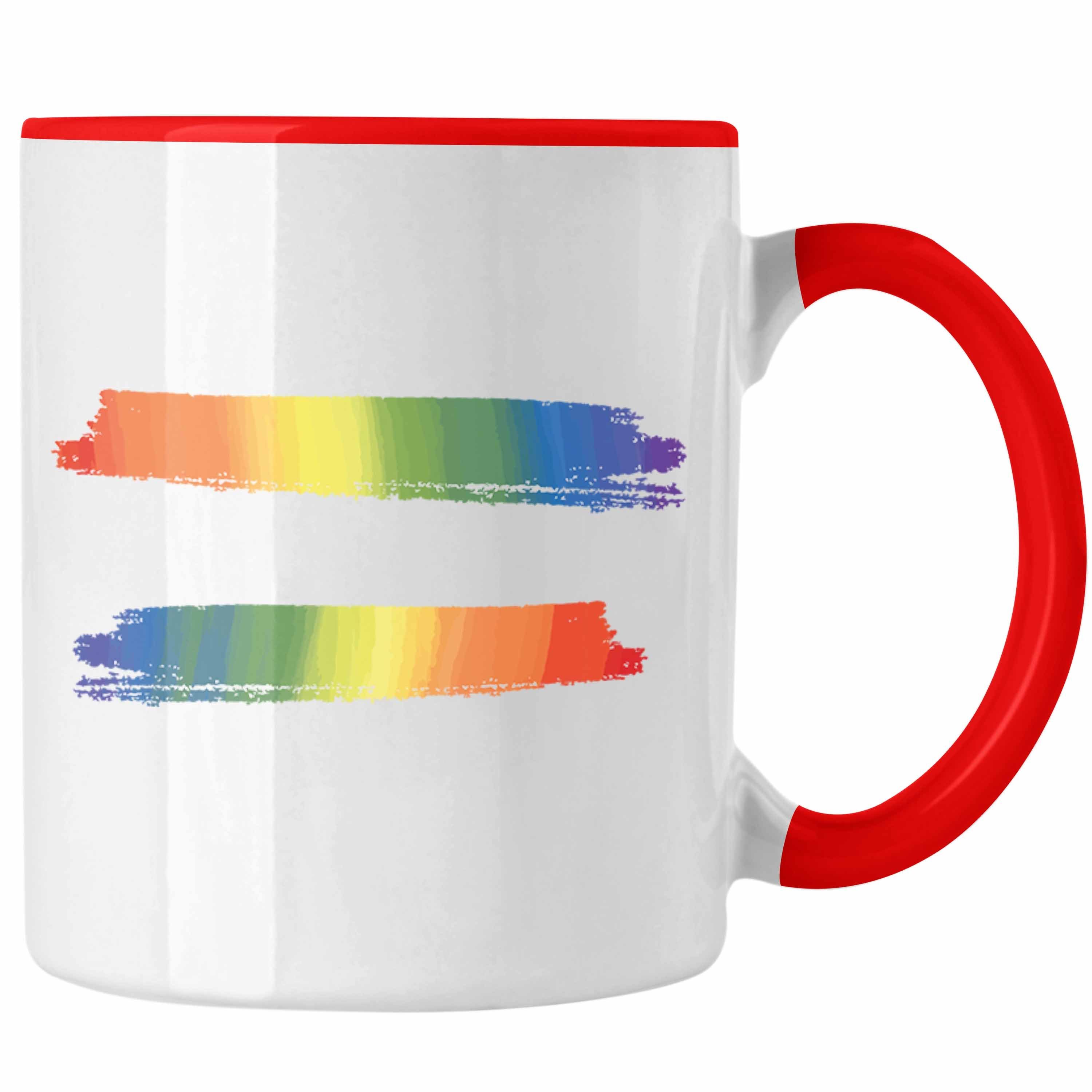 Trendation Tasse Trendation - Regenbogen Tasse Geschenk LGBT Schwule Lesben Transgender Grafik Pride Rot