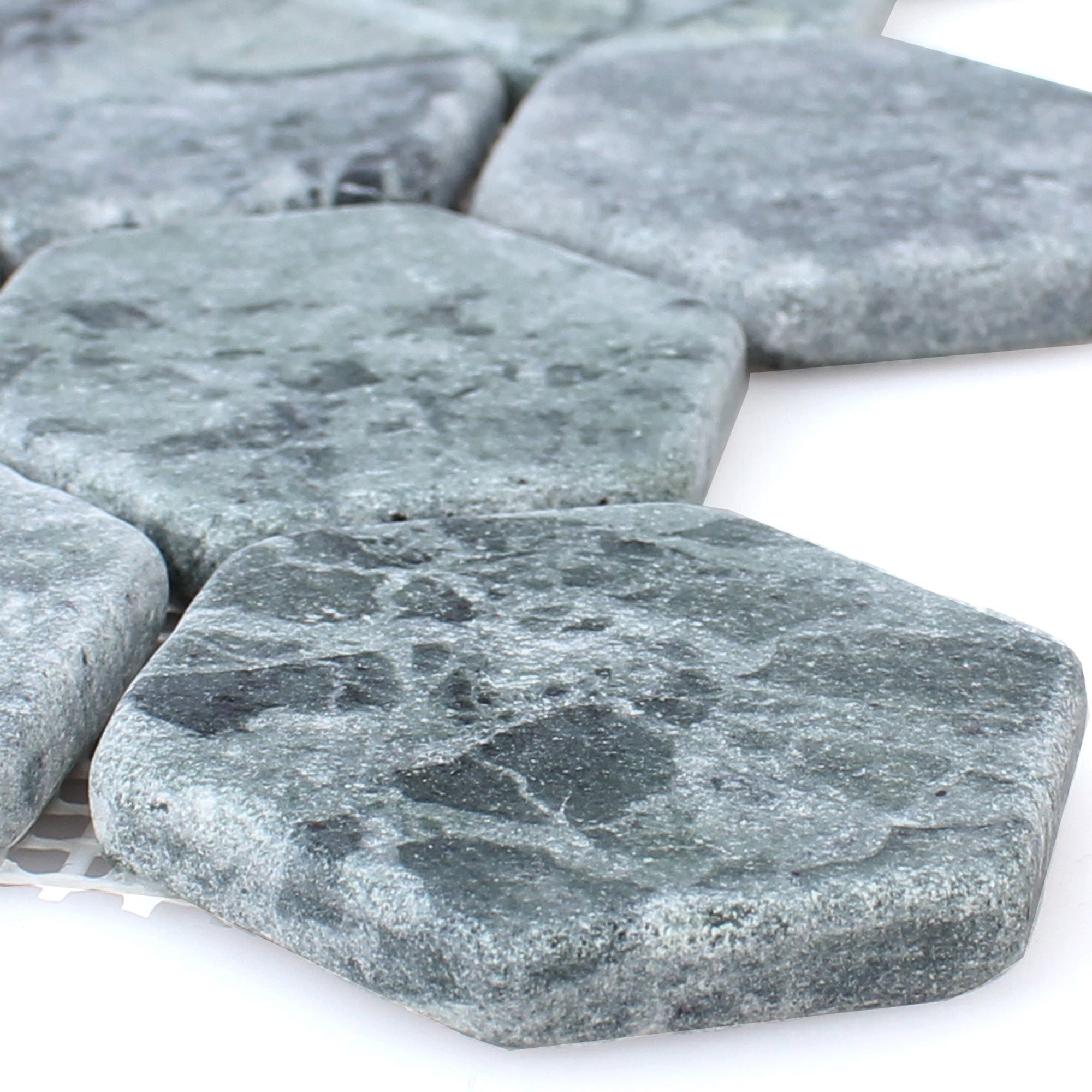 Mosafil Mosaikfliesen Mosaikfliesen Marmor Wutach Hexagon, Naturstein-Marmor 30.500x29.800, grün-verde, Frostsicher - Wasserfest