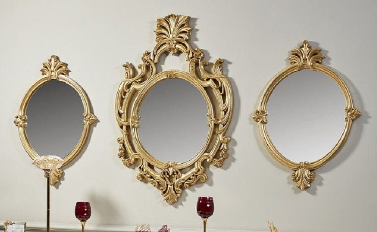Casa Padrino Barockspiegel Luxus Barock Spiegel Set Gold - 3 Handgefertigte Wandspiegel im Barockstil - Prunkvolle Barock Möbel