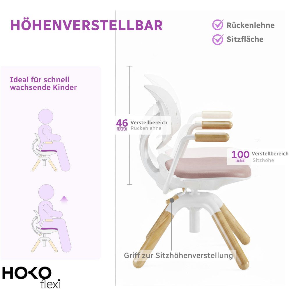 HOKO Kinderstuhl Höhenverstellbarer, mitwachsender Kinder Stuhl günstig online kaufen