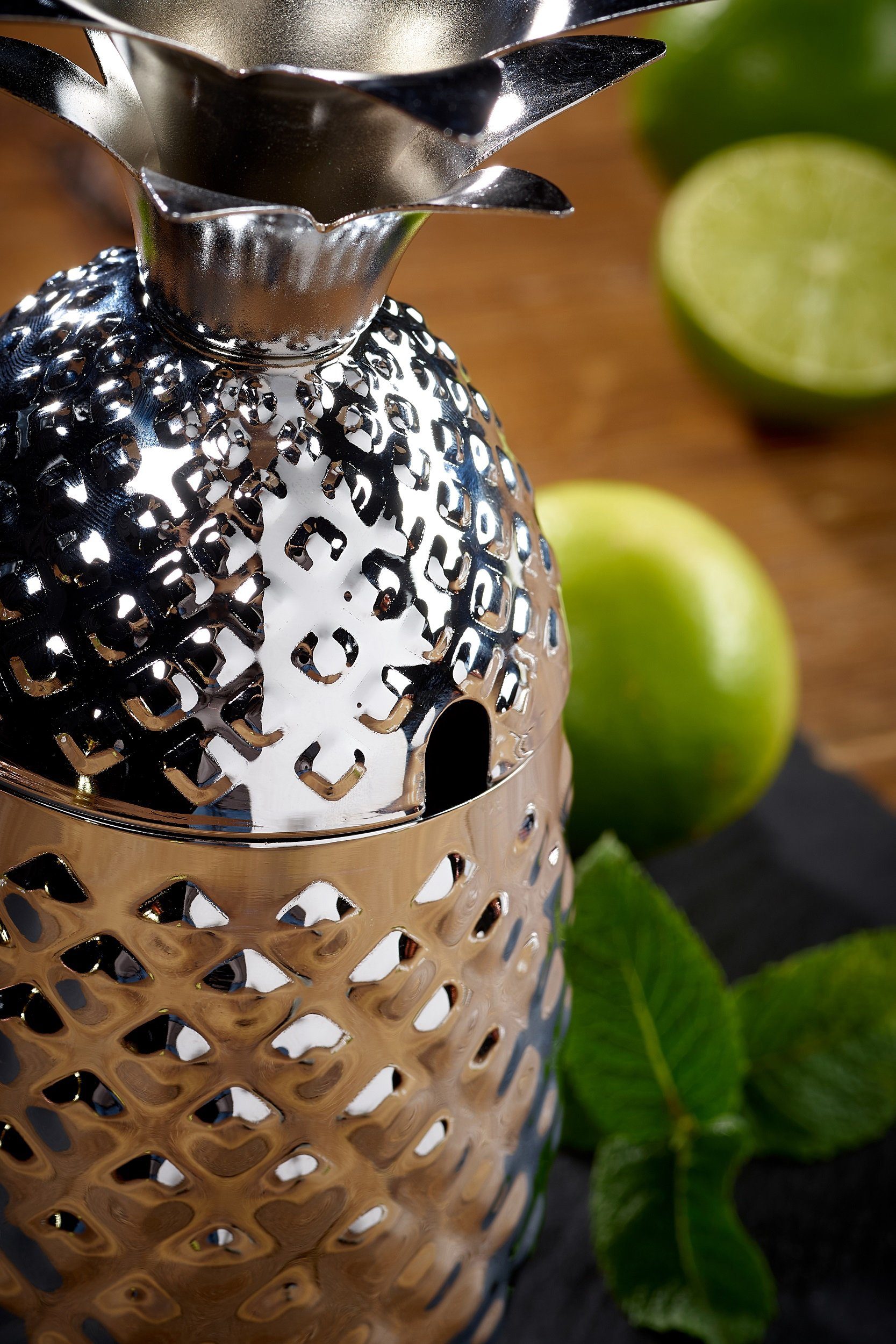 ECHTWERK Becher Ananas, 1-tlg., Edelstahl Rostfrei, Ananas Cocktail Becher, Cocktailglas, Edelstahl, abnehmbarer Deckel