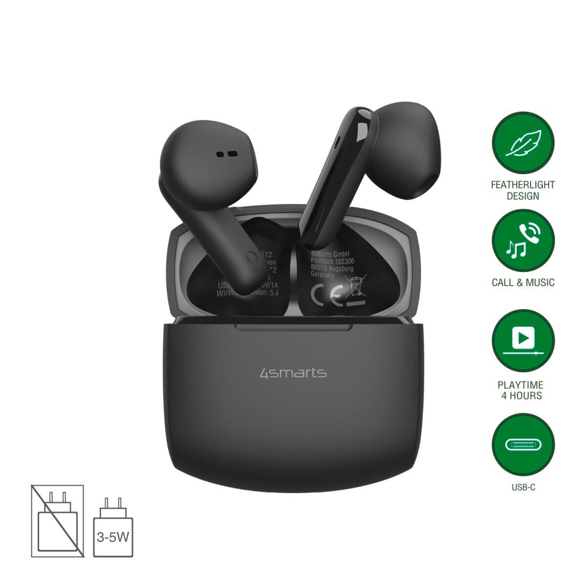 4smarts 4smarts Wireless Headset SkyBuds Air Bluetooth-Kopfhörer (Freisprechfunktion)