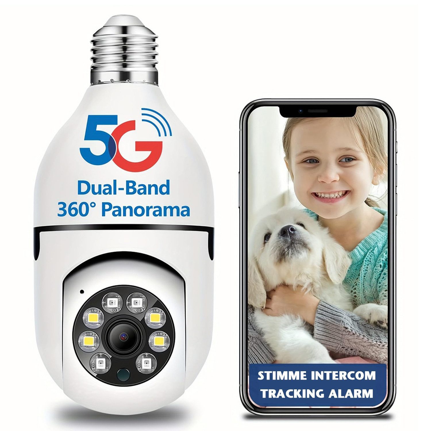 BoyKeep Überwachungskamera kamera überwachung 1080P 5 GHz 360° Kabellos D115 wlan kameras outdoor (Innen,AuBen, 1-tlg., überwachungskamera außenbereich)