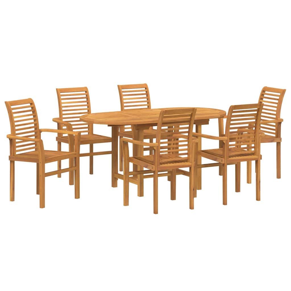 vidaXL Gartenlounge-Set Garten Essgruppe 7 pcs Braun Massivholz, (7-tlg)
