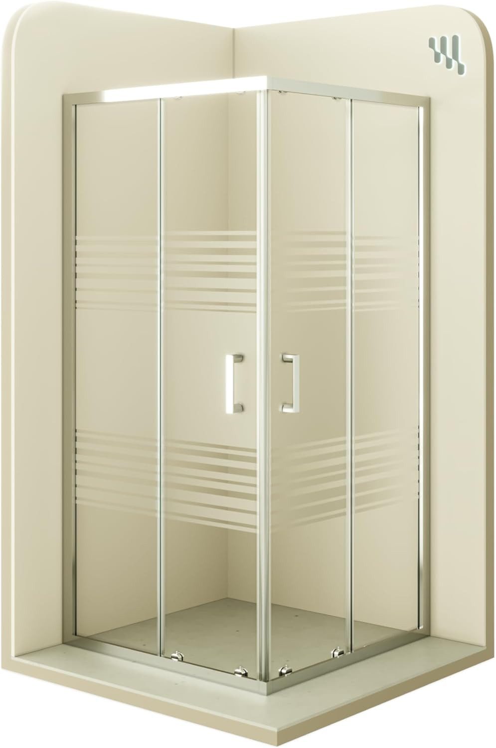 i-flair Eckdusche Schiebetür Duschkabine DIANA aus teilsatiniertem 6 mm ESG, BxT: 70x70 cm, Einscheibensicherheitsglas, ohne Duschtasse, mit hochwertigen Aluminiumprofilen in silber, ebenerdiger Einbau möglich, mit Schiebetüren
