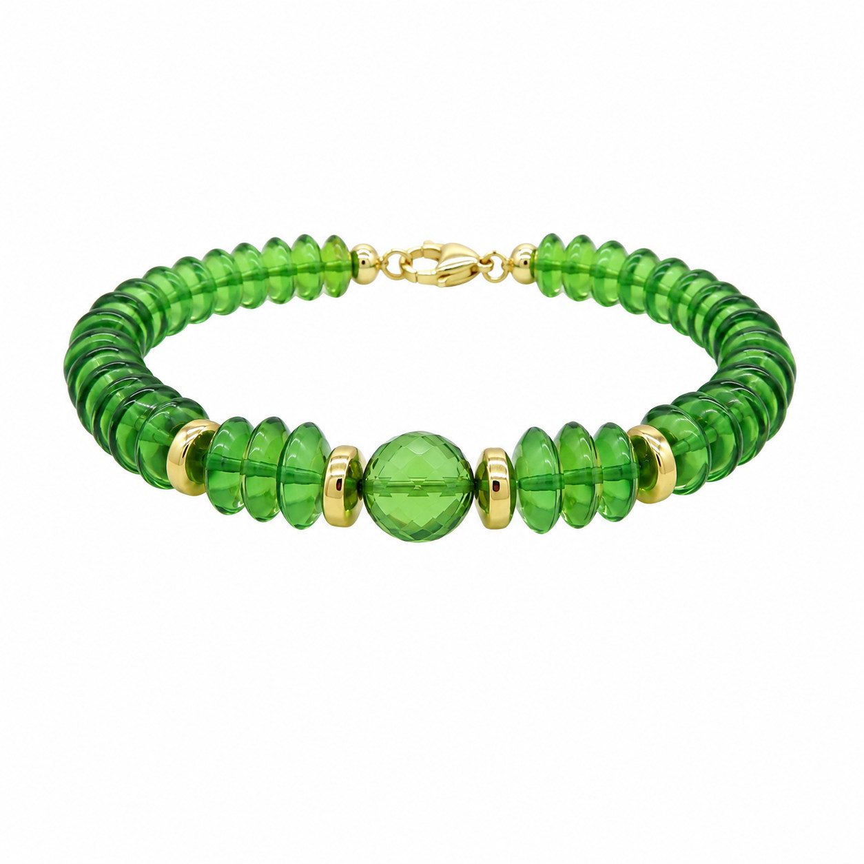 Sogni d'oro Armband "Bernstein-Farbwunder" mit grünem Bernstein und Hämatit, Silber 925 vergoldet