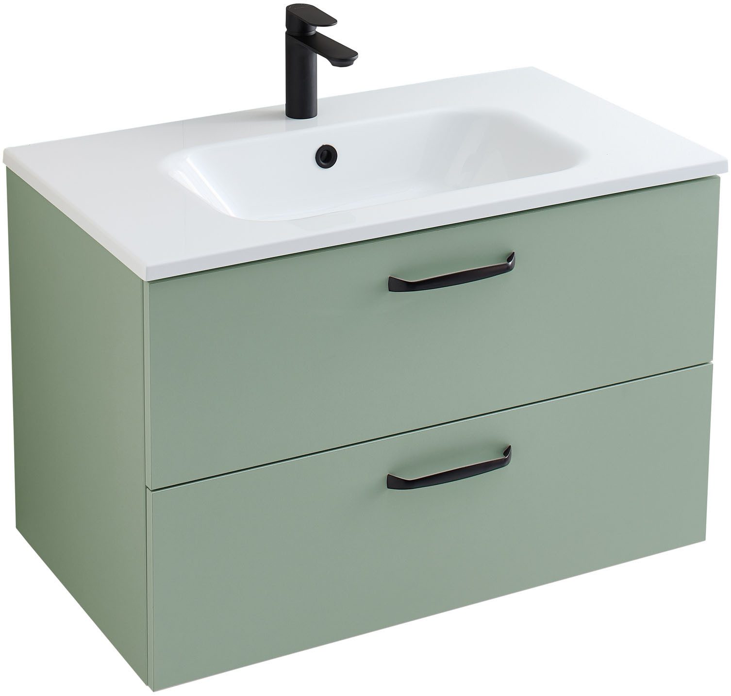 Saphir Badmöbel-Set Quickset 500, Waschtischunterschrank mit Mineralmarmorwaschtisch, (2-St), Waschplatz mit Mineralmarmorbecken, Klappe und Schublade